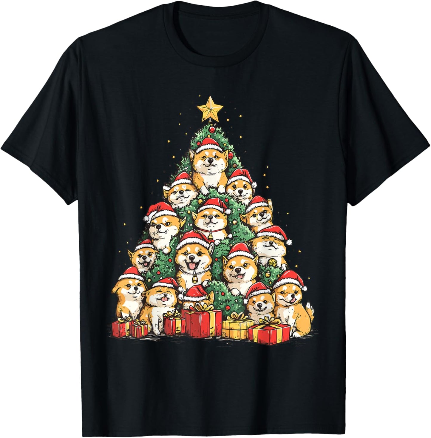 Shiba Inu Santa Christmas Tree Funny Xmas Dog Lover Pajama