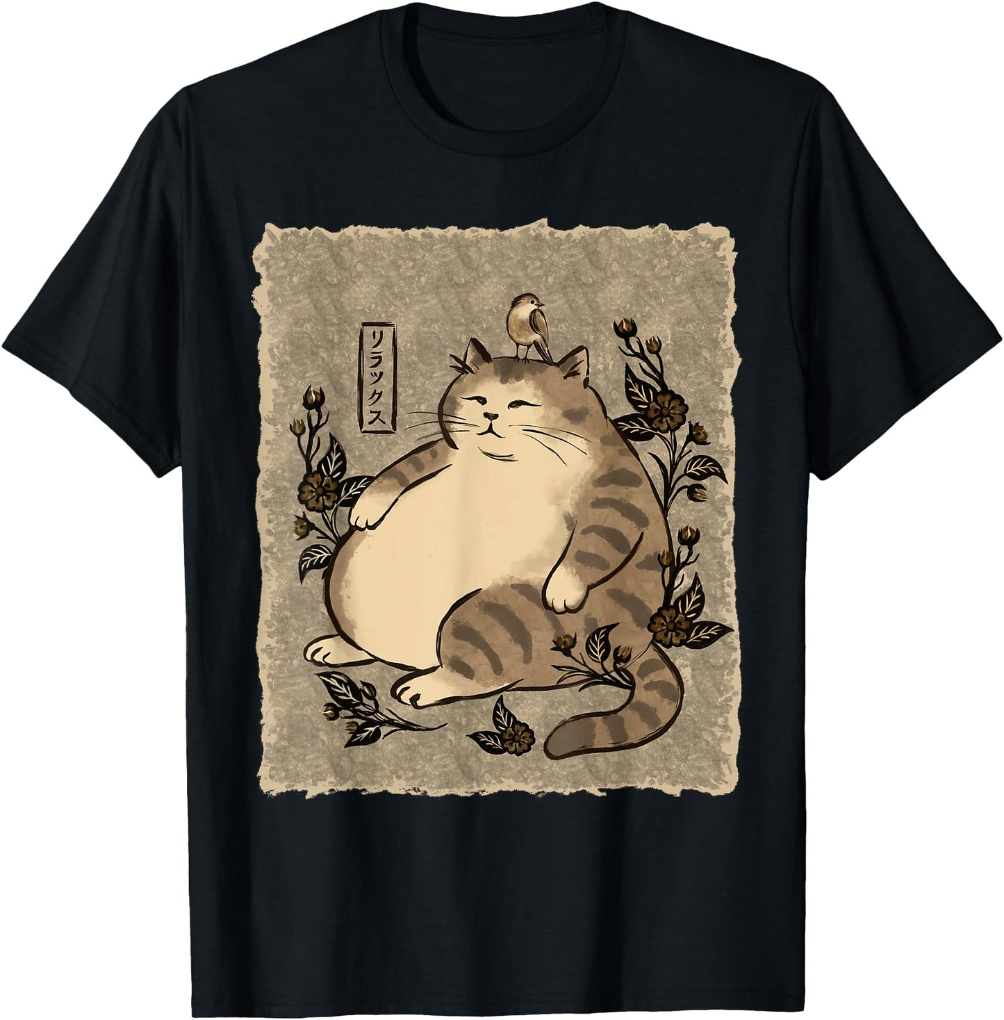 Chill Plump Cat Relaxing, Japanese Art