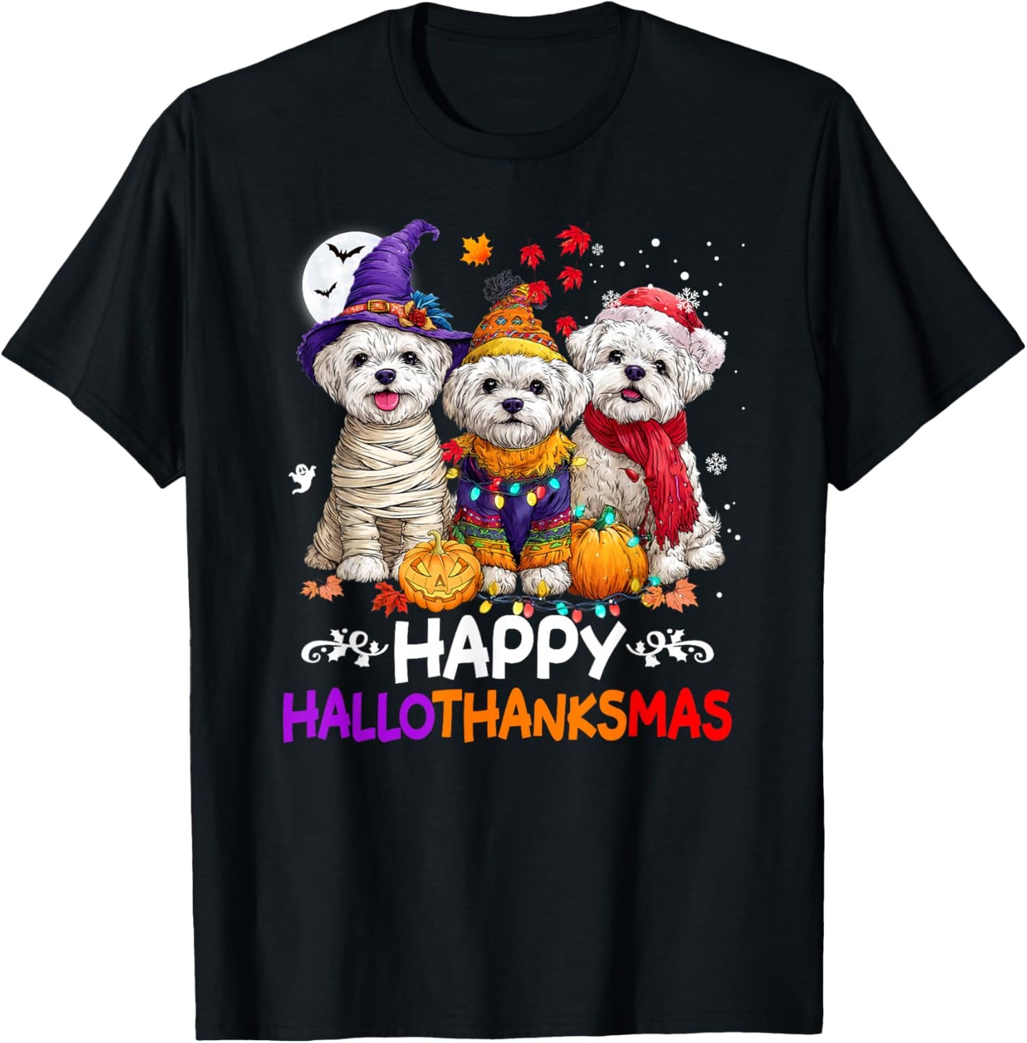 Cute Maltese Dog Hallothanksmas Halloween Thanksgiving Xmas