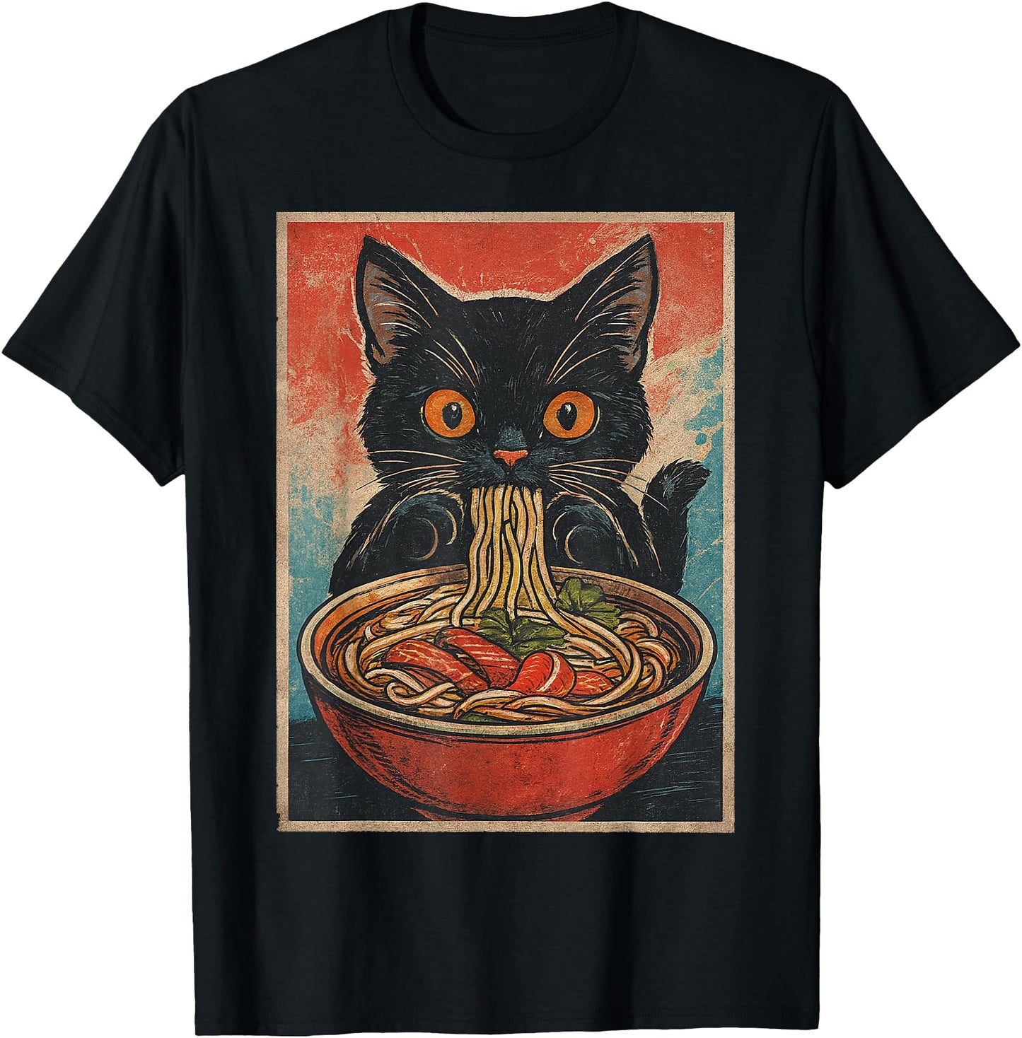 Funny Black Cat Eating Vietnamese Pho Noodle