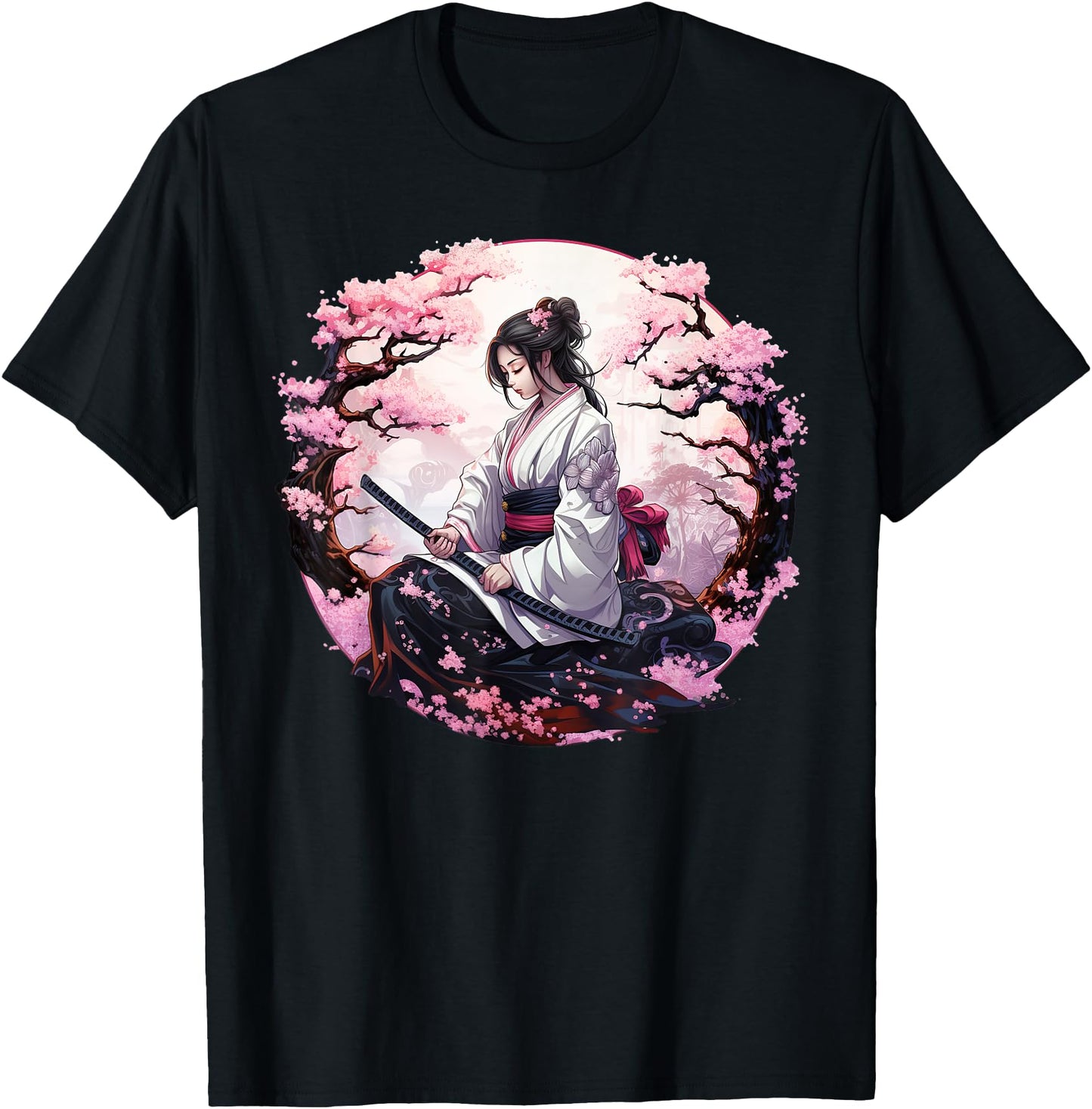 Japanese Samurai Girl Vintage Retro Sakura Cherry Blossom