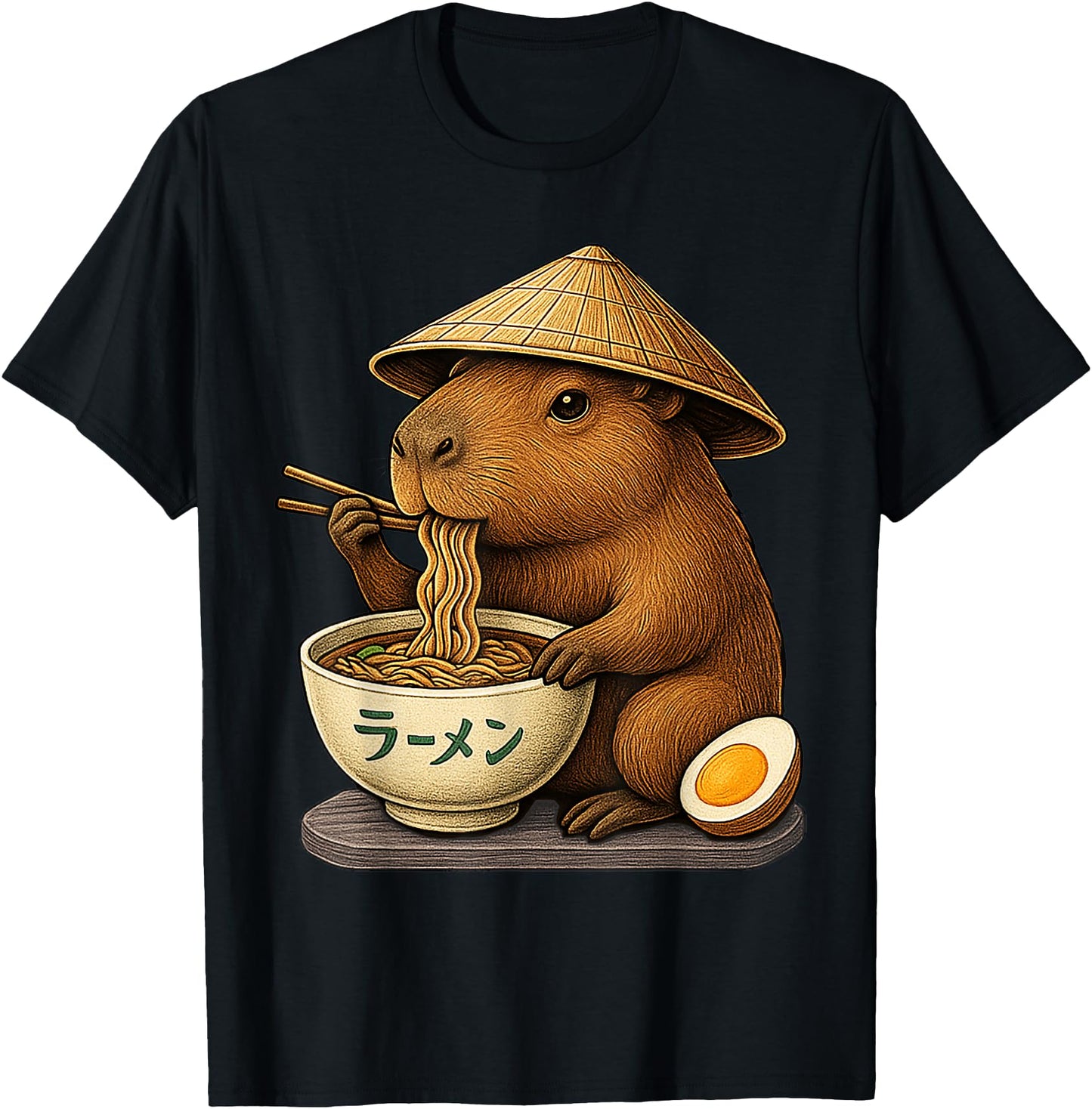 Capybara Eating Japanese Ramen Kawaii Anime tee Funny