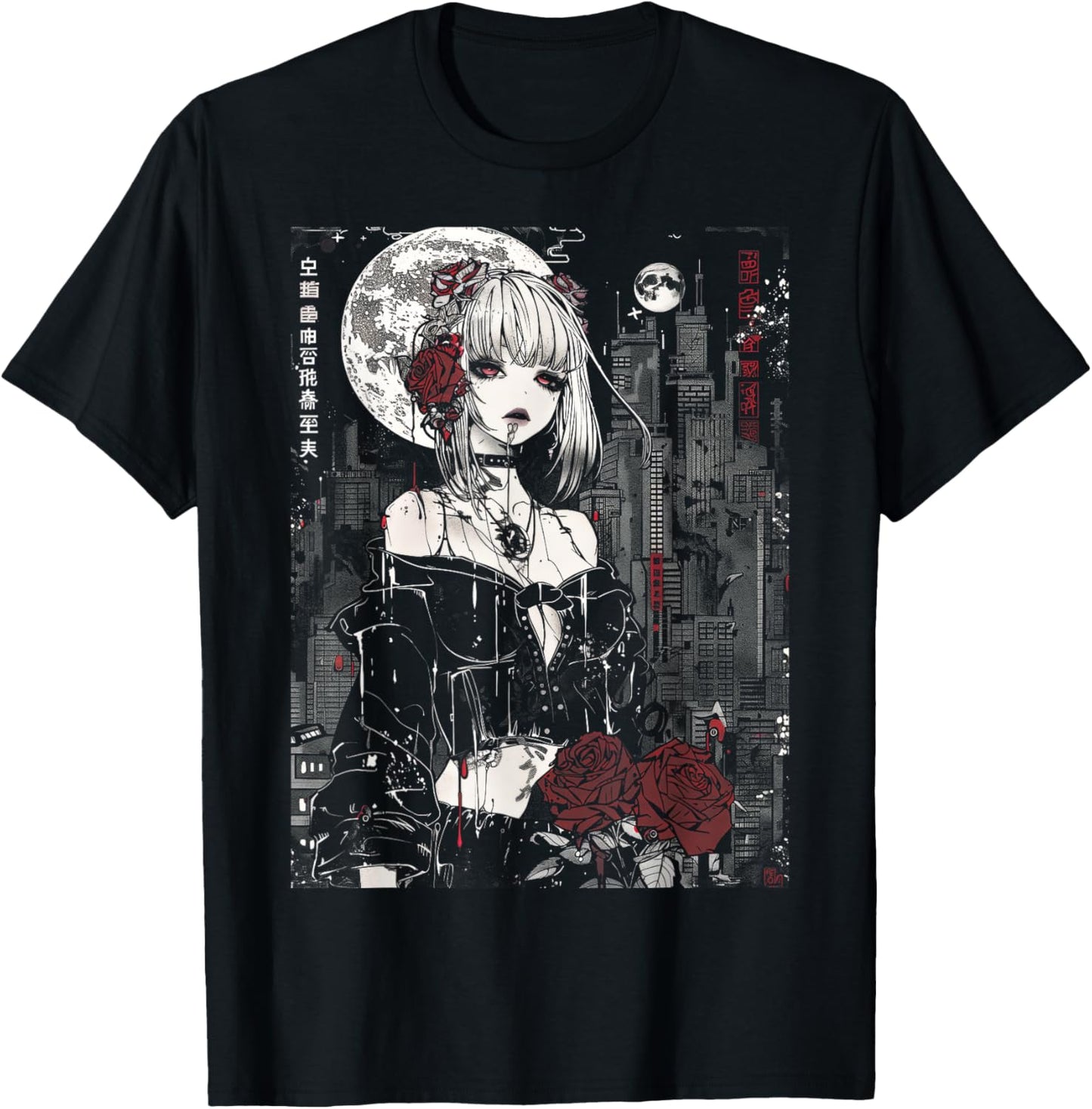 Anime Japanese Goth Cyberpunk City Gothic Vampire Roses