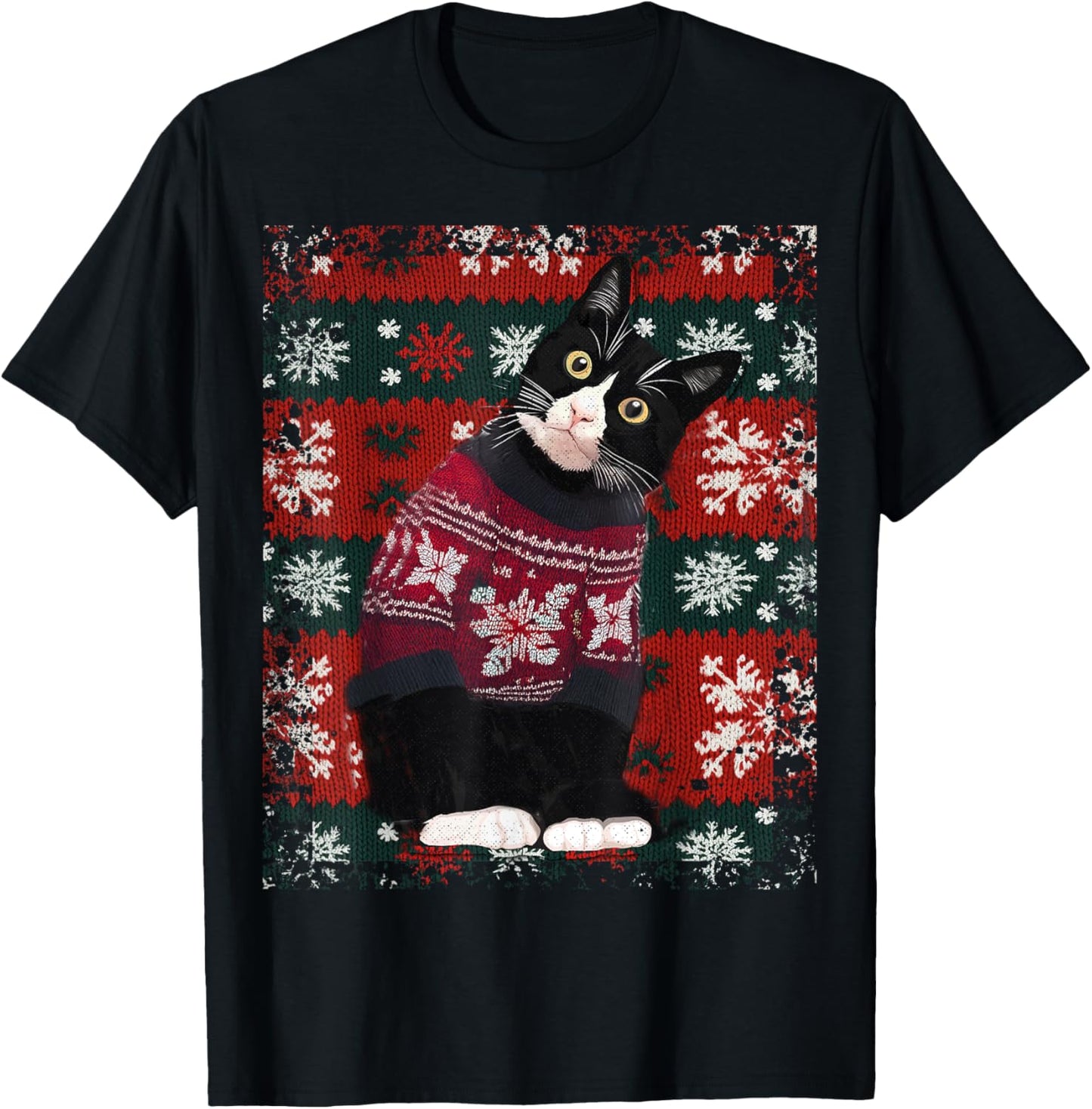 Christmas Tuxedo Cat Santa Sweater Ugly Xmas Funny