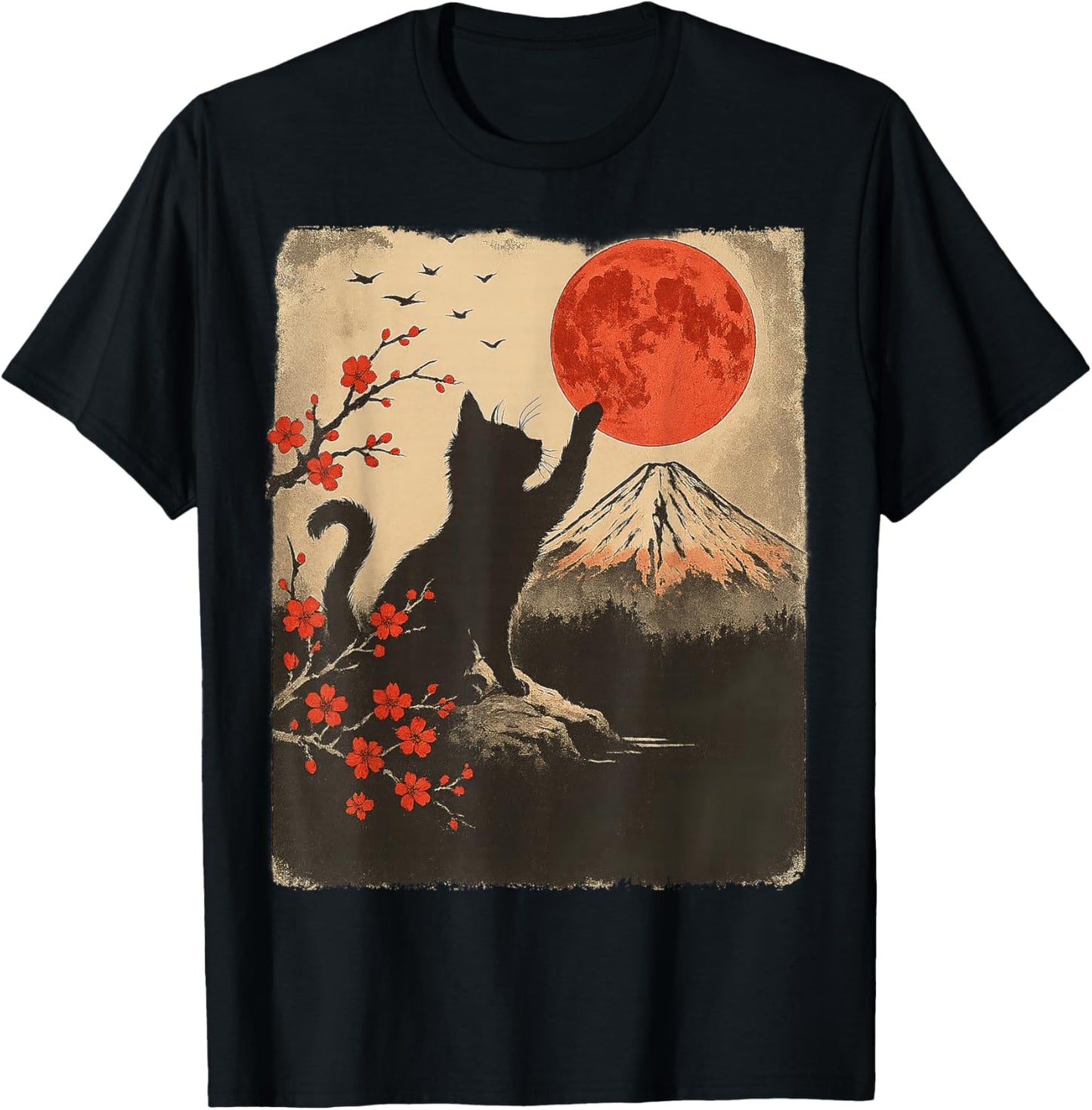 Black Cat Vintage Retro Japan Art Japanese Theme Gifts Anime