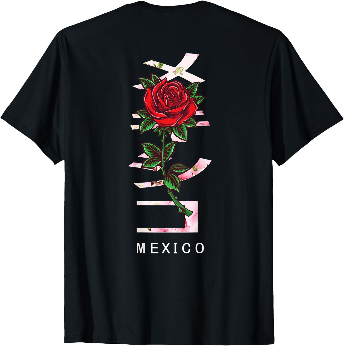 Mexico Saying in Japanese with Roses and Cherry Blossoms
