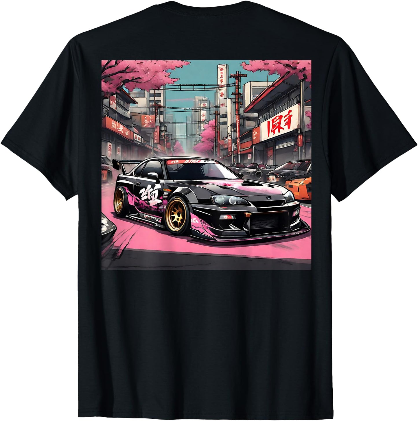 JDM Tokyo Skyline Retro Japanese Race Car Drift Art On Back