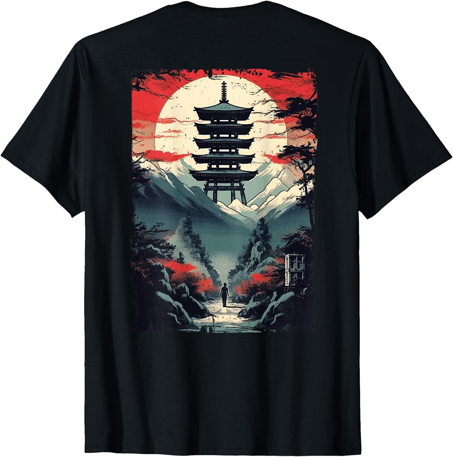 Japanese men walking Woodblock Art Spiritual (ART BACK)