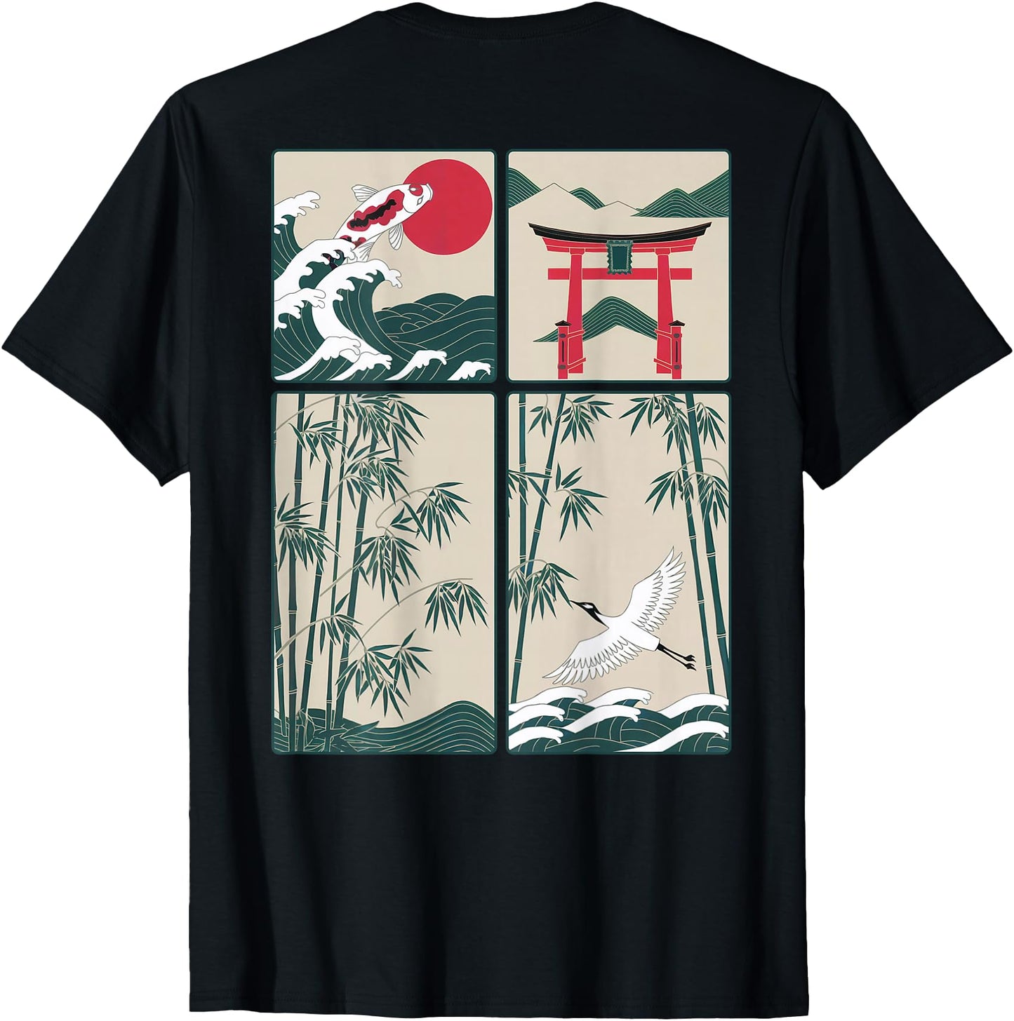Japanese Koi Fish The Great Wave off Kanagawa Kanji (BACK)