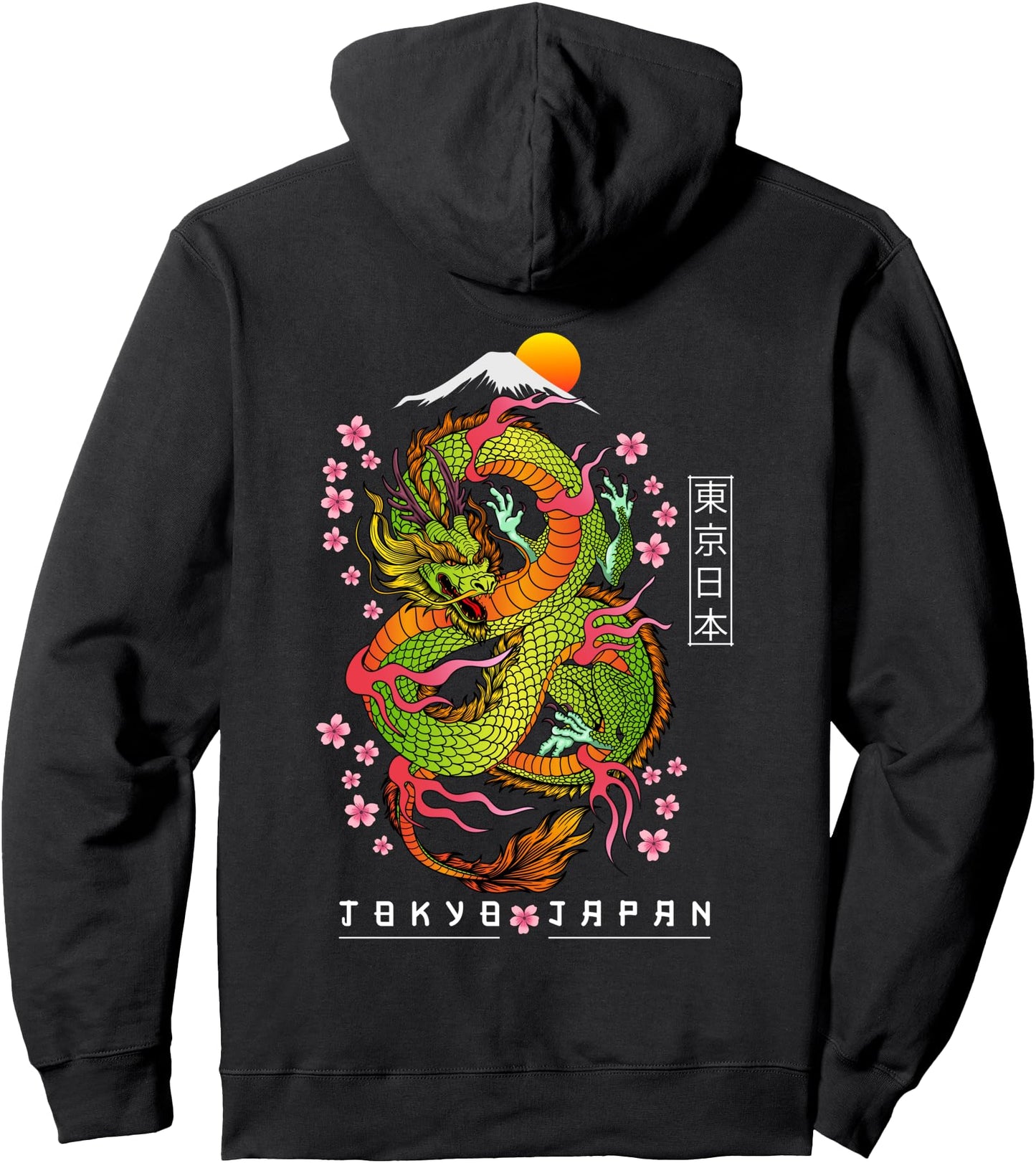 Japanese Aesthetic Dragon Tokyo Japan Asian 80's Manga Anime Pullover Hoodie