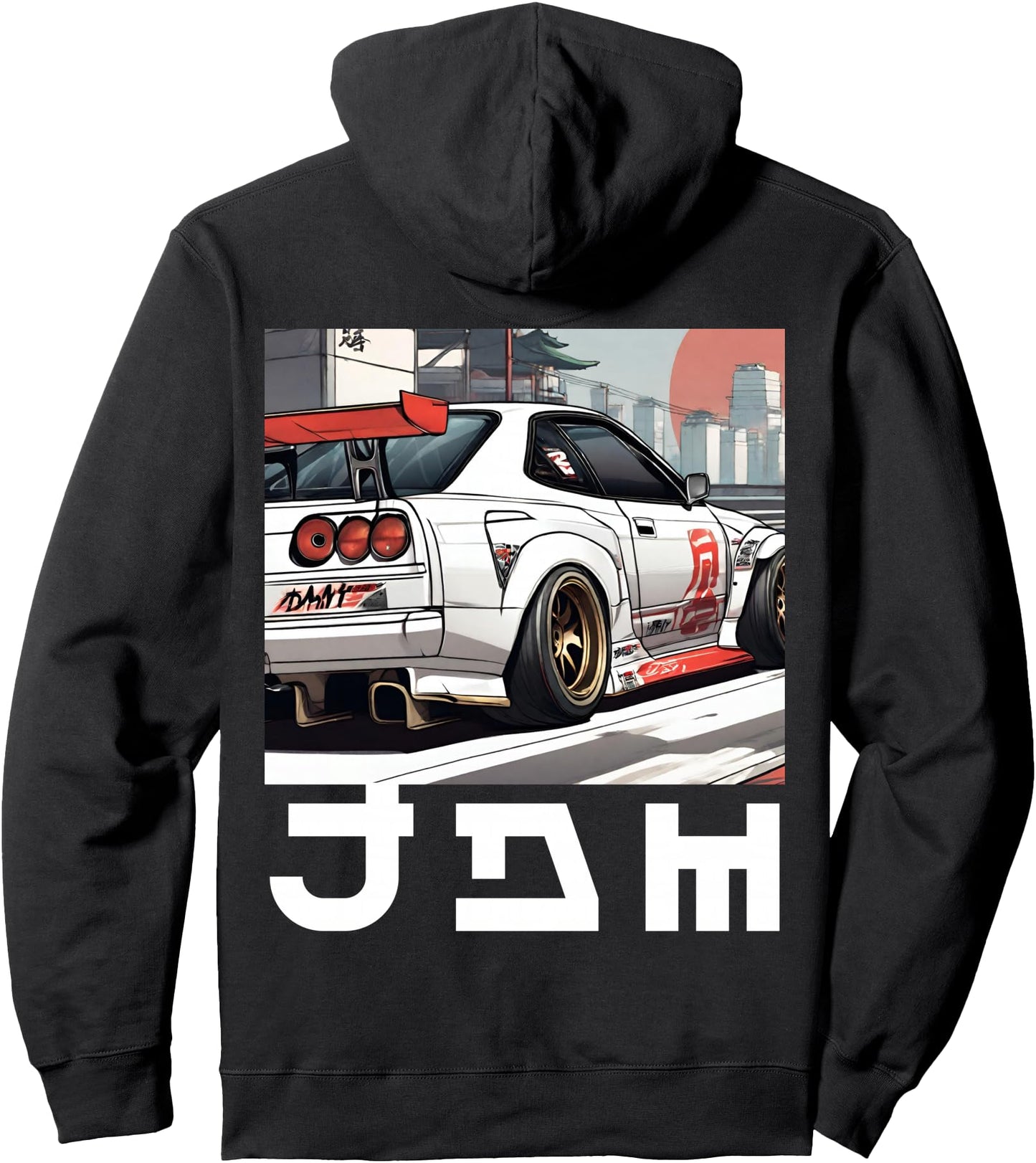 JDM Japanese Drifting Tuning Car Tokyo Skyline On The Back Pullover Hoodie