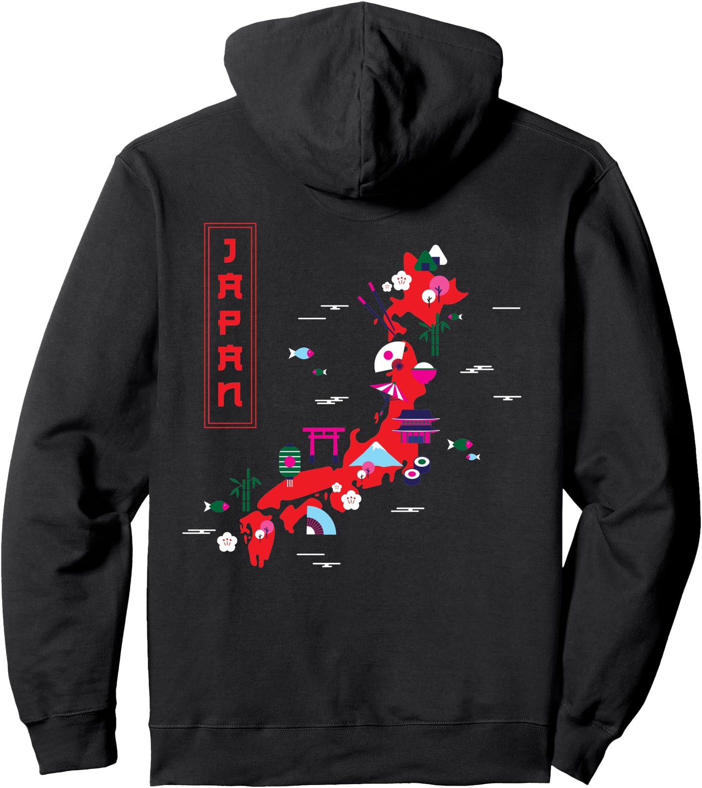 Japan Retro Map Kawaii Sushi Japanese Asthetic Pullover Hoodie