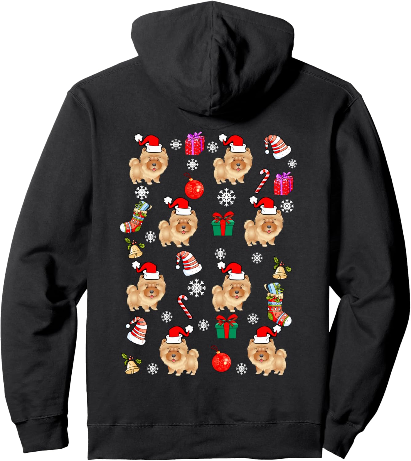 Chow Chow Dog Puppy Santa Hat Funny Ugly Christmas Xmas Pullover Hoodie