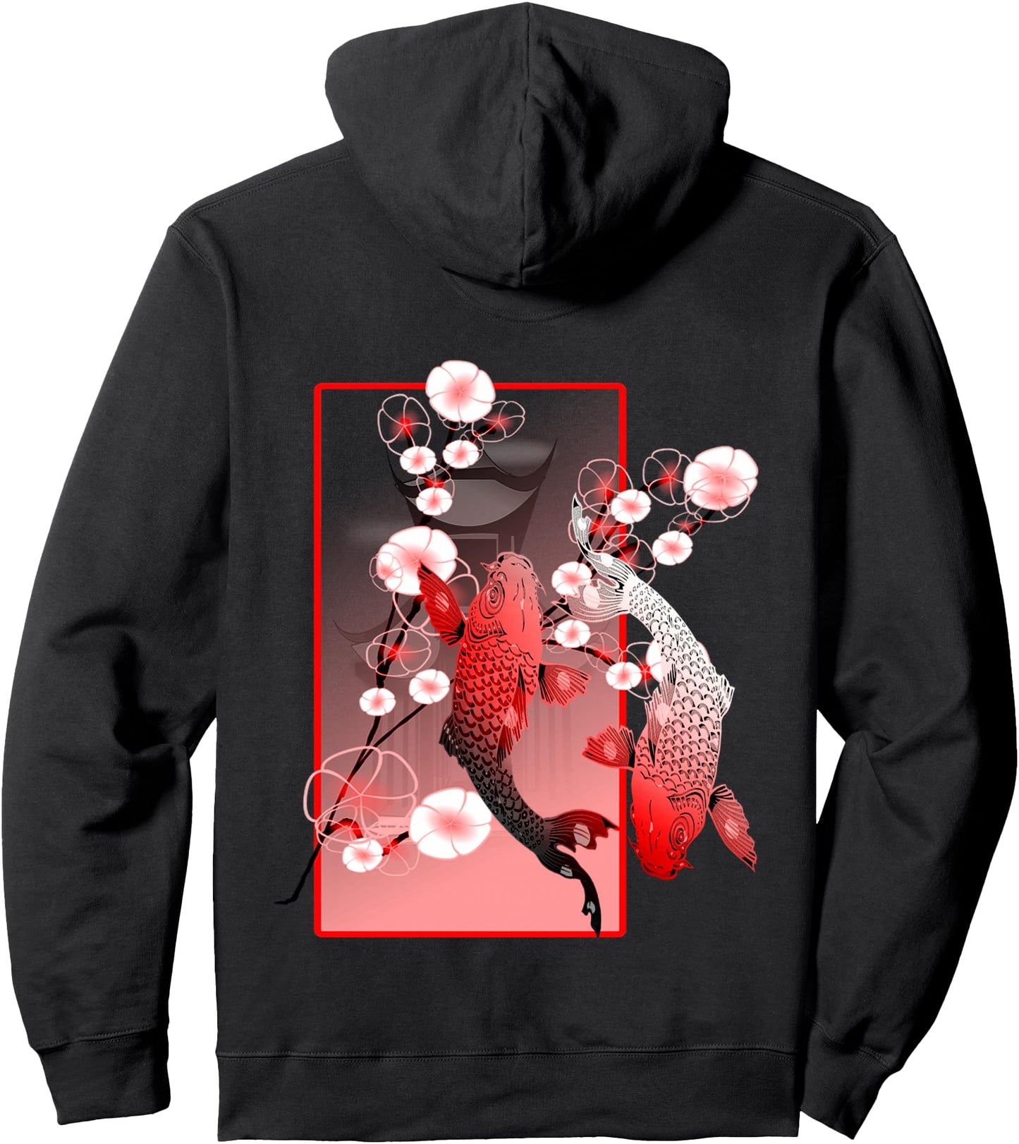 Japanese Koi Carp Nishikigoi Fish Cherry Blossom Pullover Hoodie