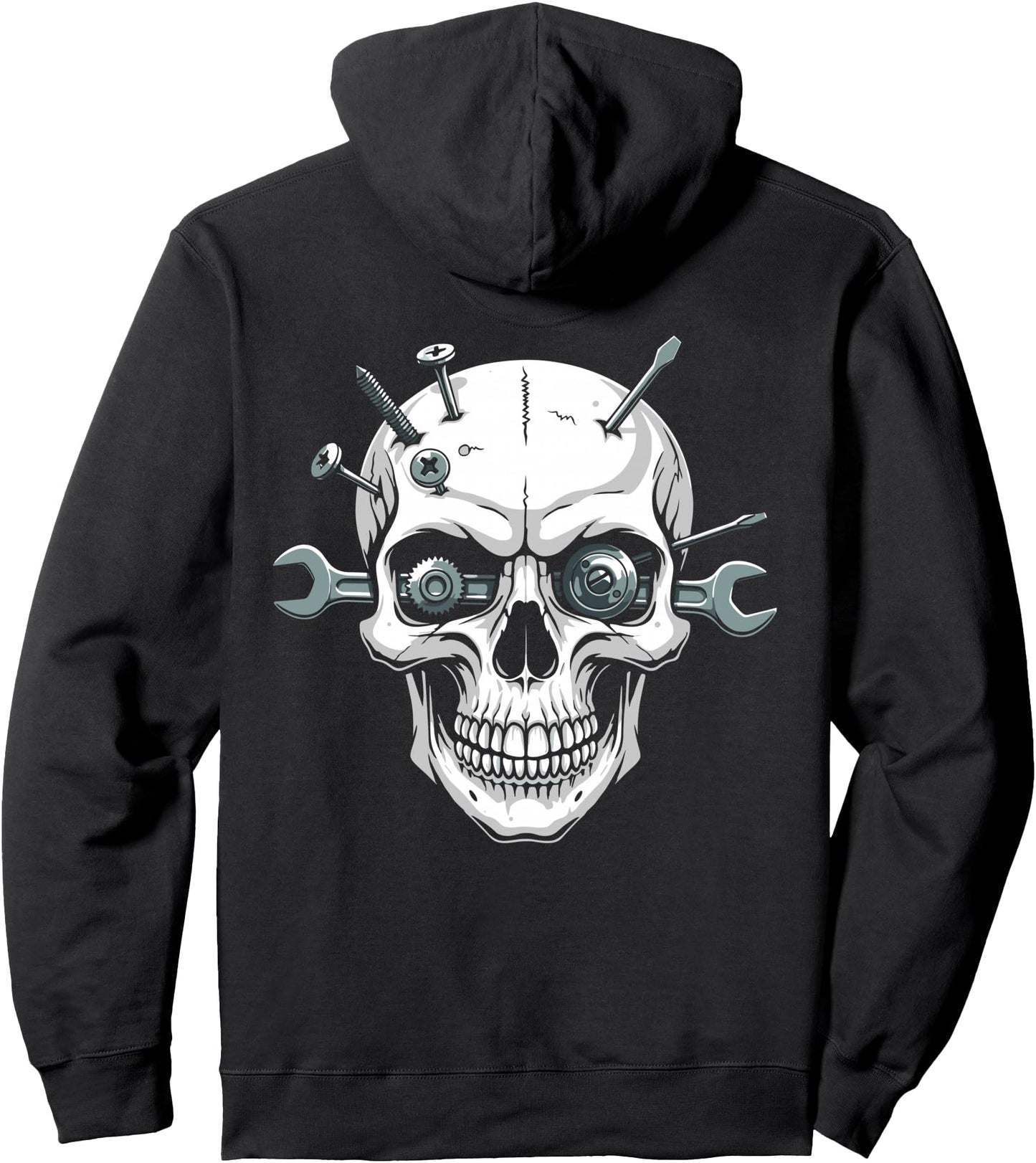 mechanic skull wrench for men mechanic on back Pullover Hoodie