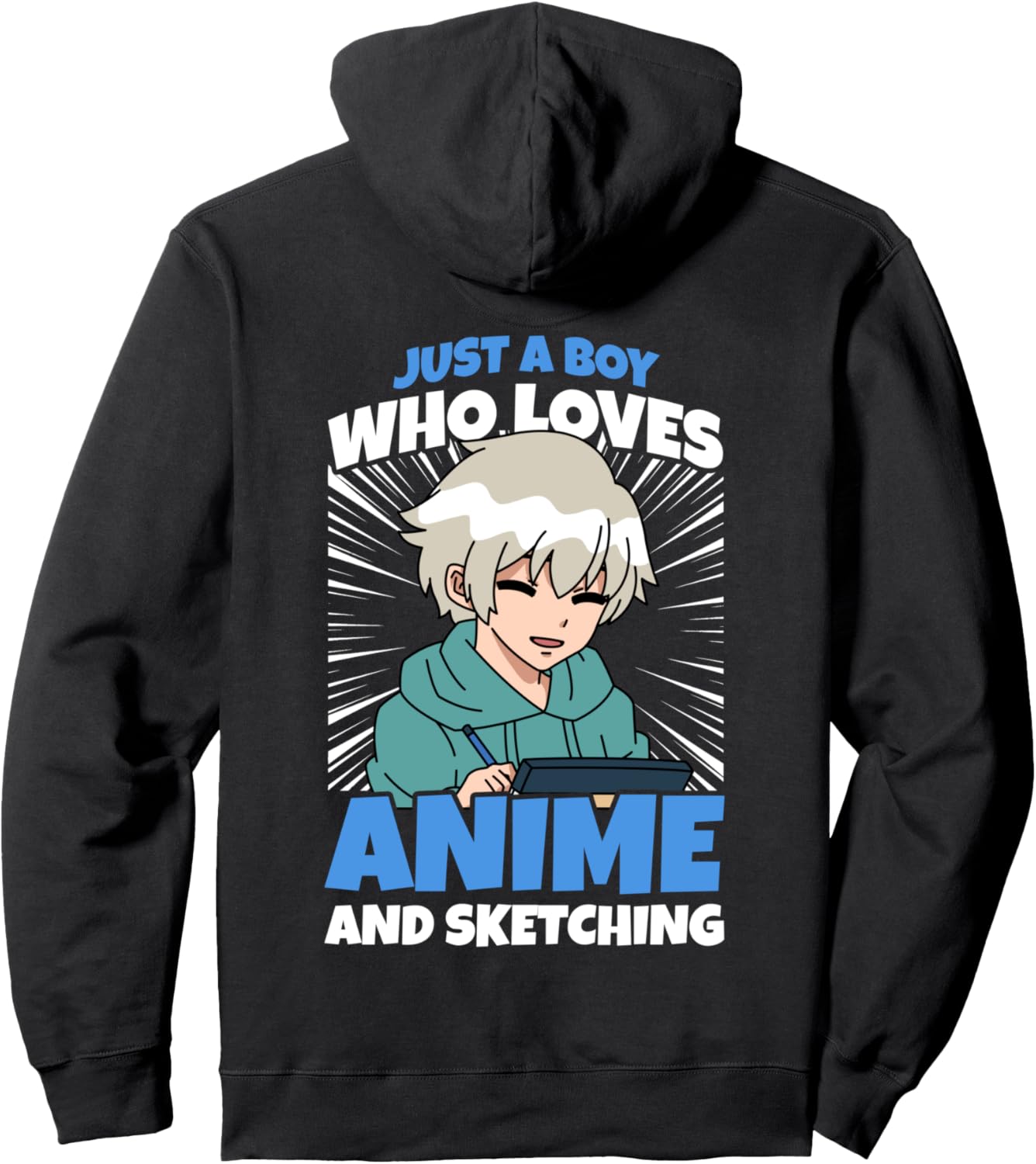 Just a Boy who Loves Anime and Sketching Teen Boys Anime Pullover Hoodie