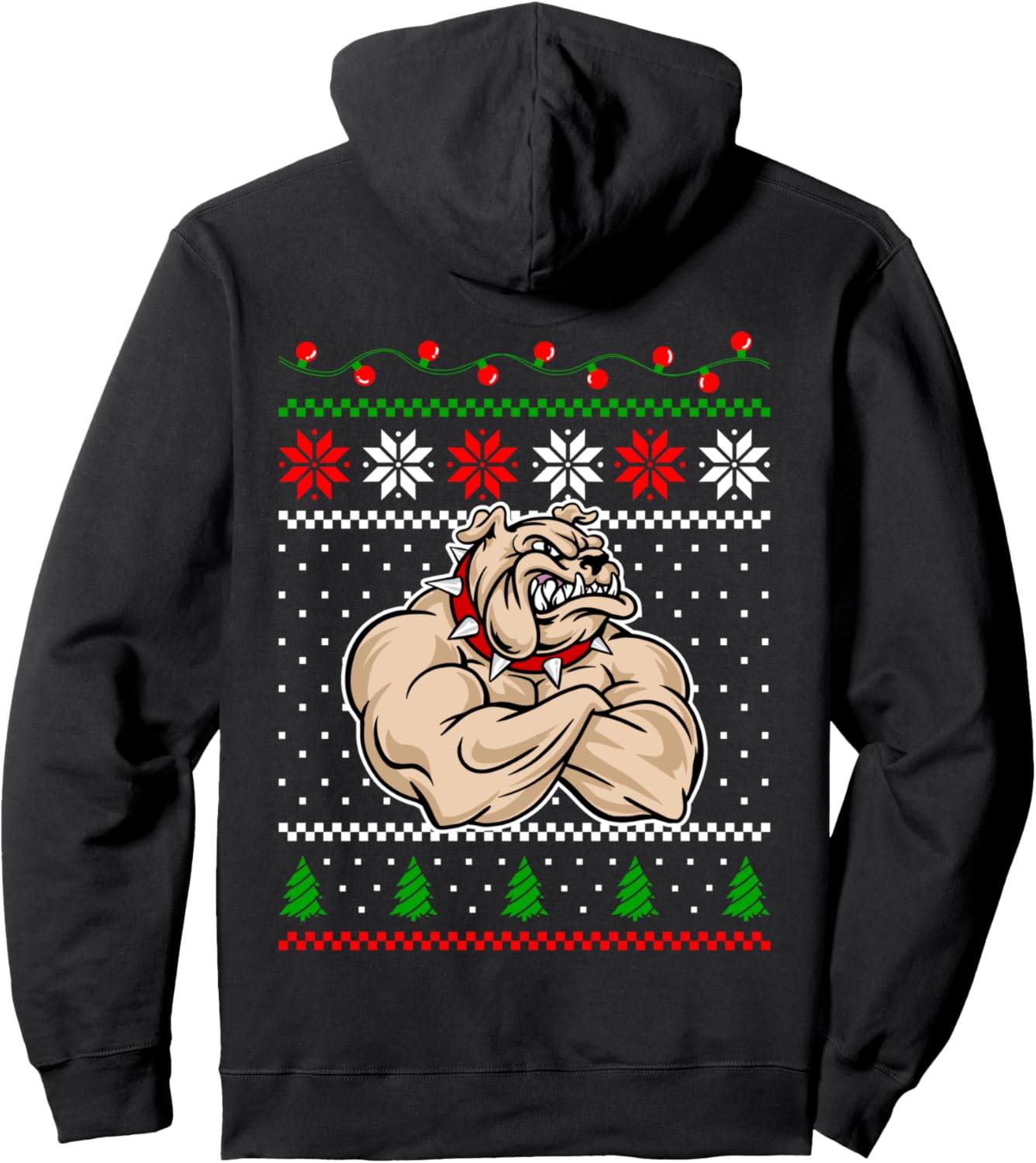 Christmas Body Building Bulldog Pet Animals Lover Funny Xmas Pullover Hoodie