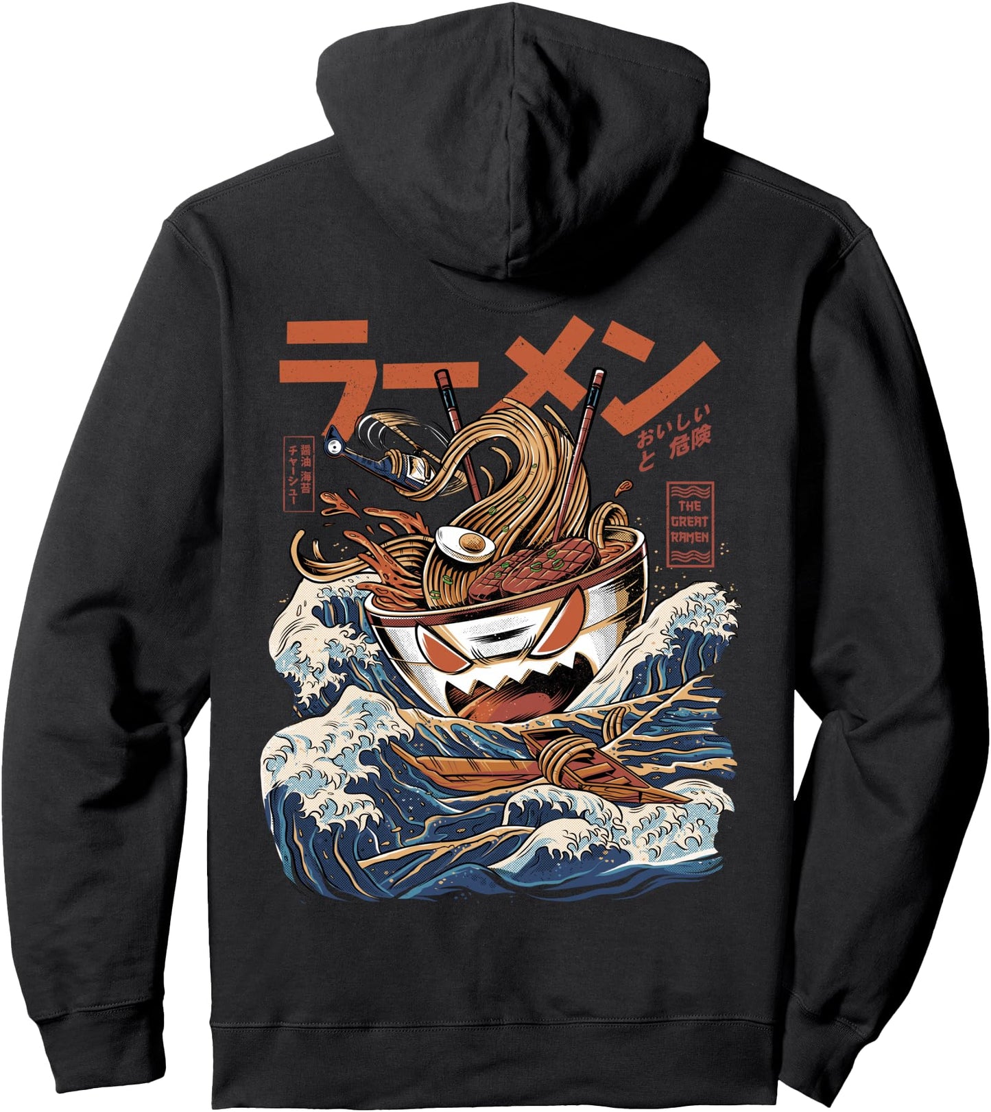 Great Ramen of Kanagawa Japanese Food Kaiju Kawaii Ramen Pullover Hoodie