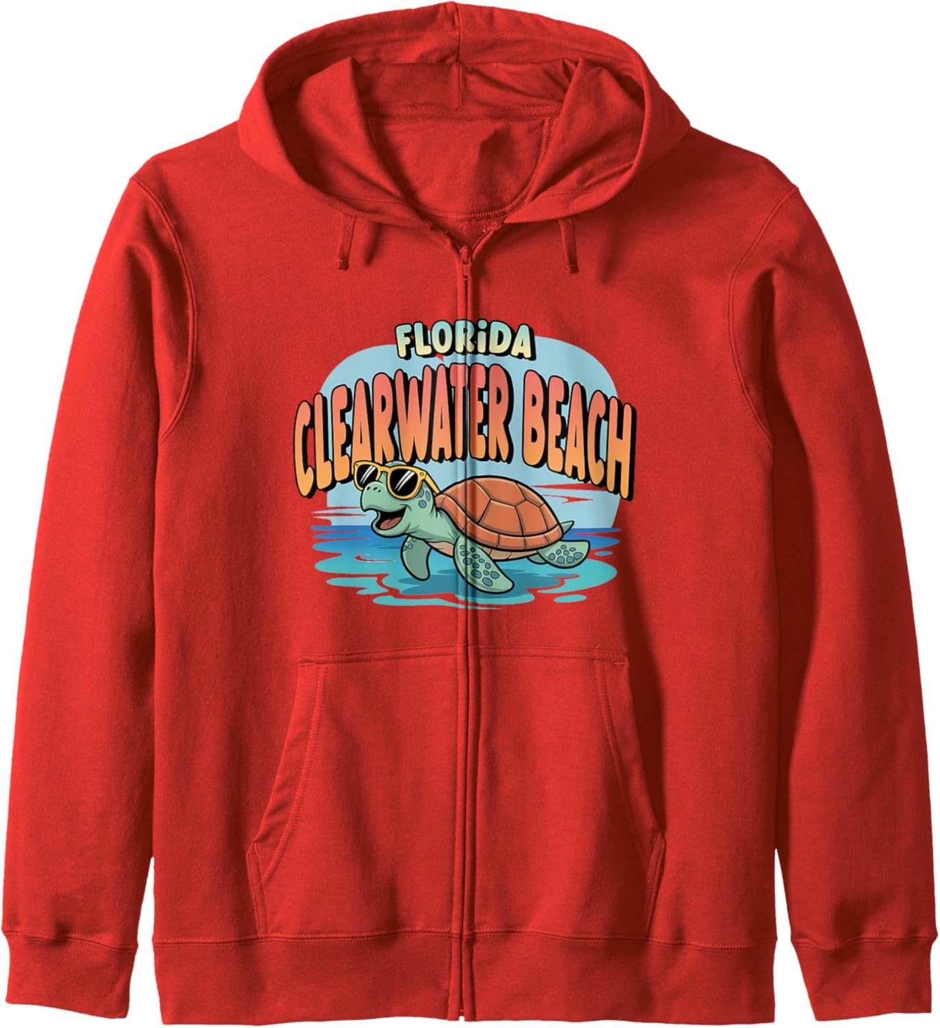 Clearwater Beach Florida FL Beach Cartoon Graphic Vacation Zip Hoodie