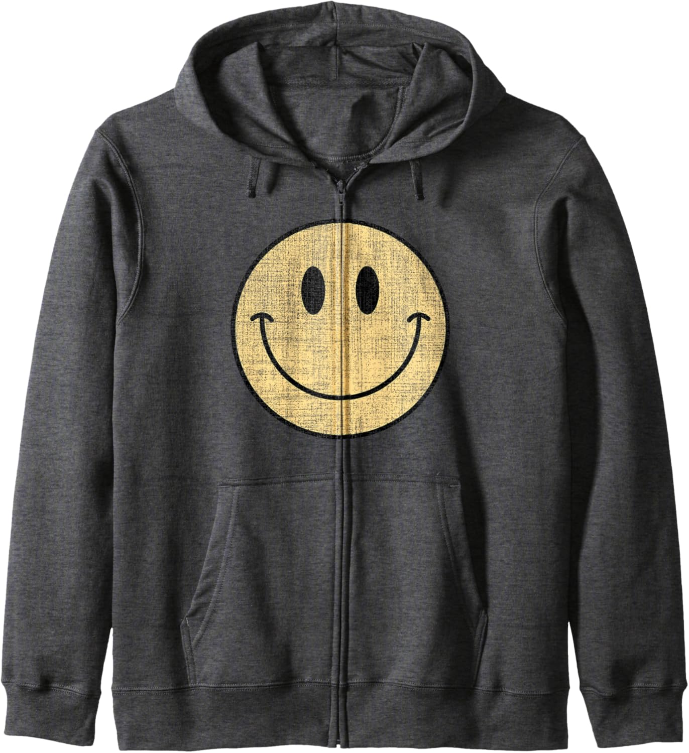 Vintage Smile Face 70's Vibe Yellow Smile Zip Hoodie