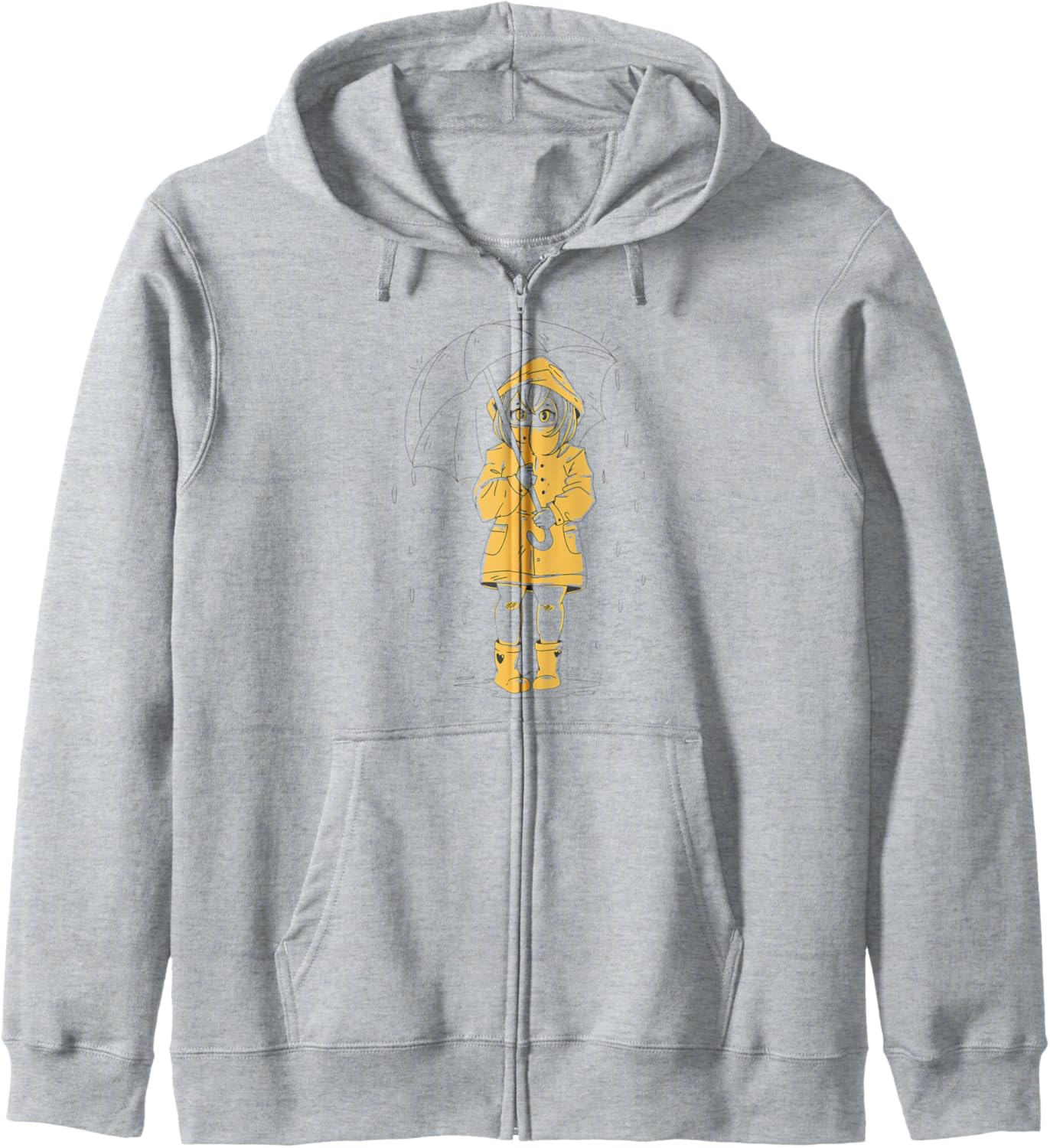 Girl With Umbrella And Raincoat Rain Anime Weather Hoodie