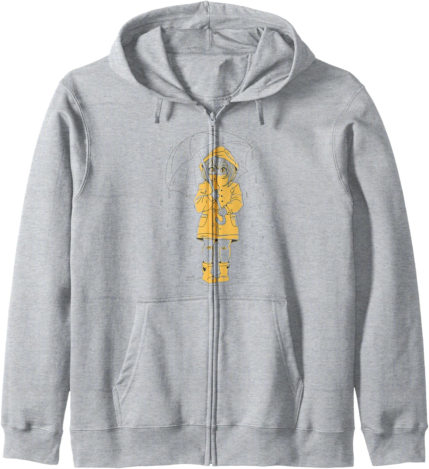 Girl With Umbrella And Raincoat Rain Anime Weather Hoodie