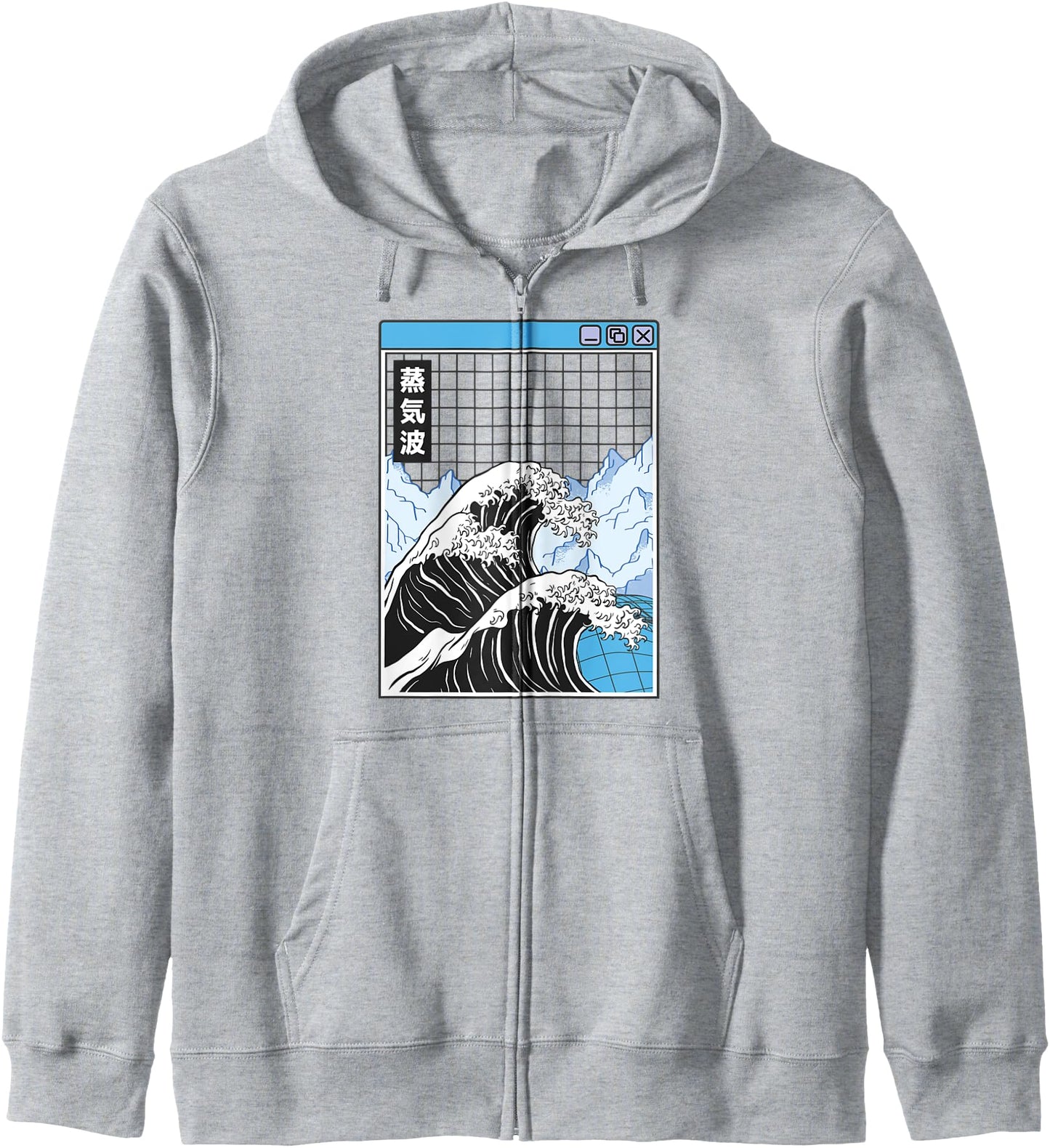 Kanagawa Wave Japan Digital Landscape Grid Anime Vaporwave Hoodie