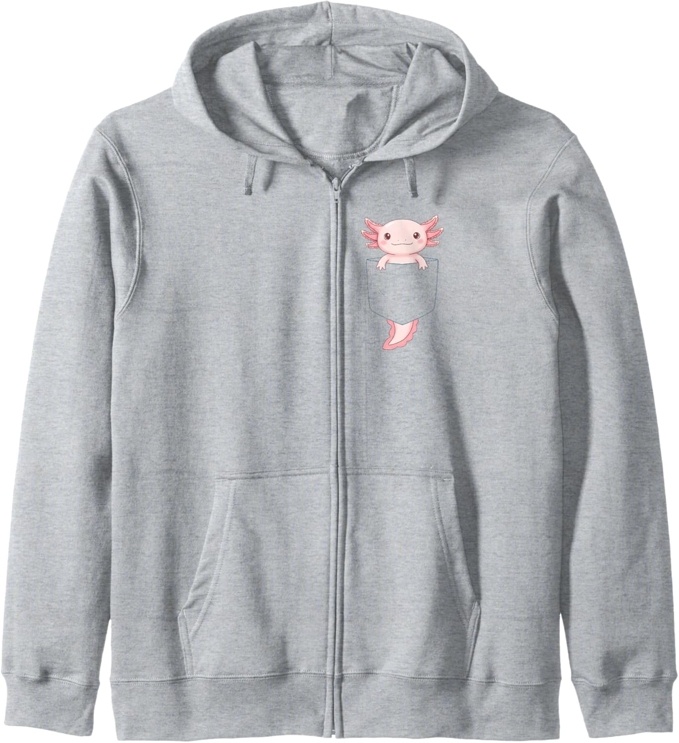 Cute Axolotl Pocket Funny Men Women Girls Kid Axolotl Lovers Zip Hoodie