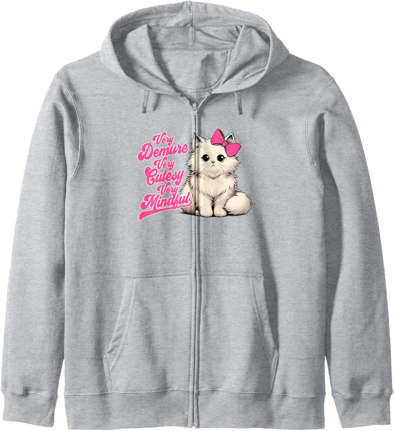 Cat Lover Cat Mom Cat Mama Very Demure Cutesy Mindful Zip Hoodie