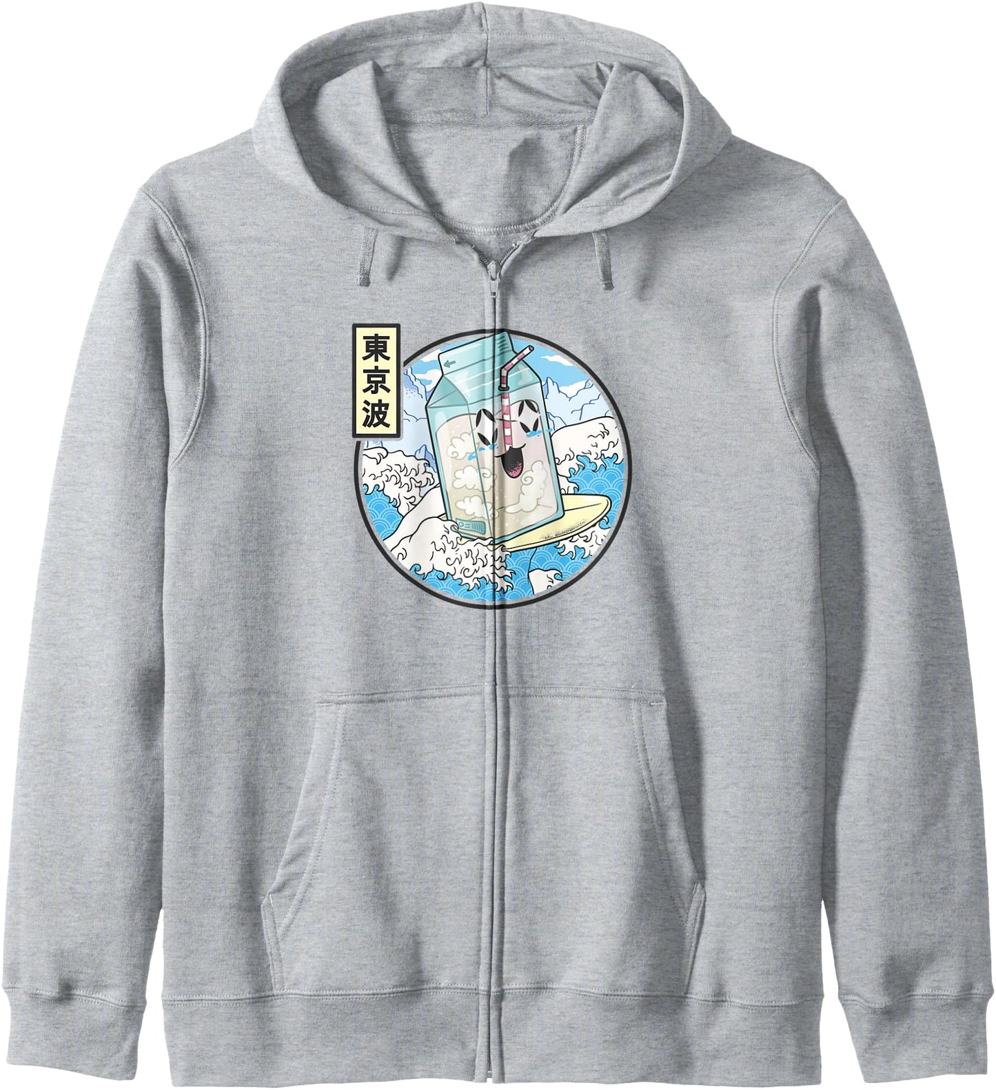 Surfing Milk Carton In Japanese Waves Vaporwave Kawaii Anime Hoodie