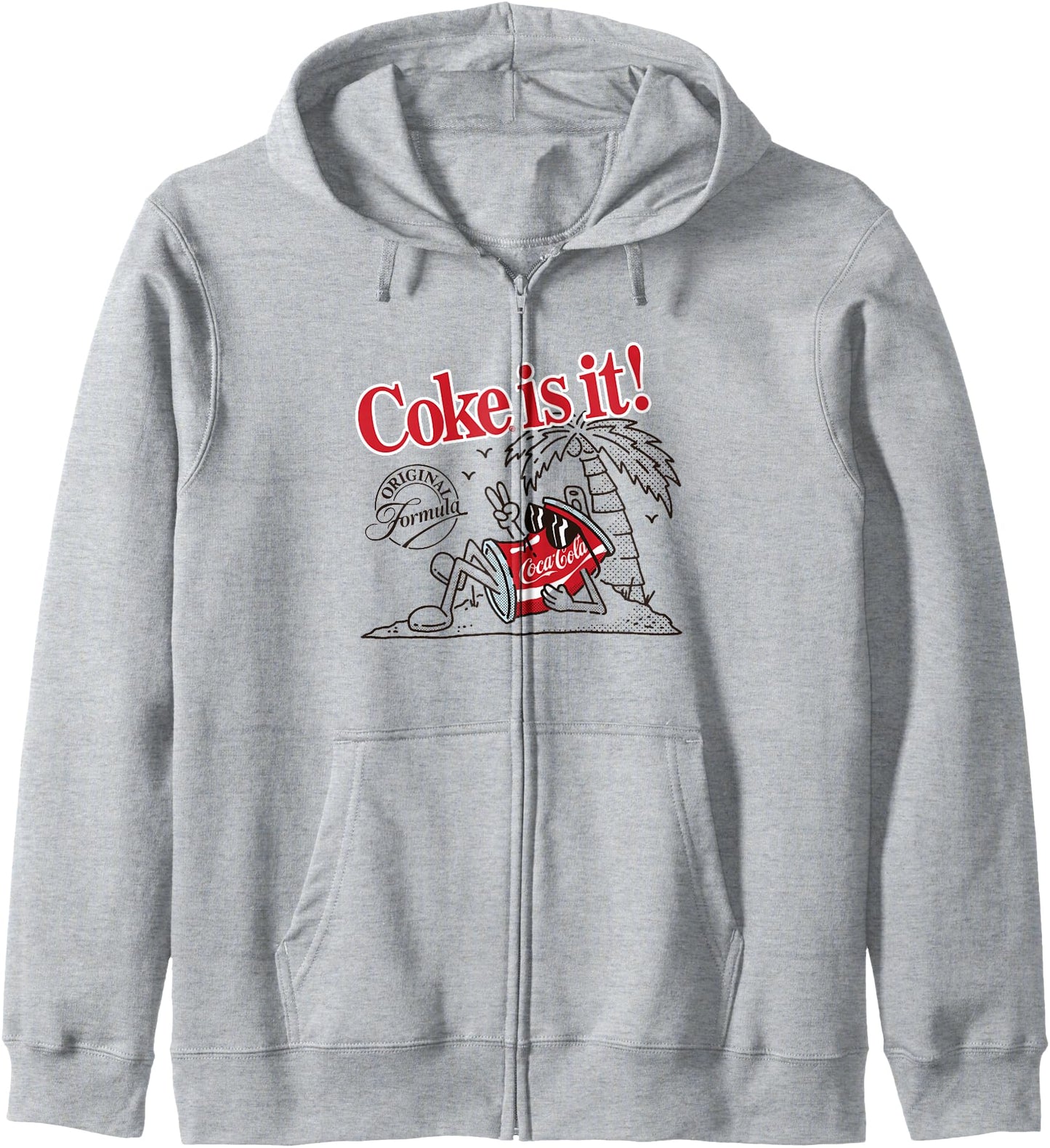 Coca-Cola Original Formula Coke Is It! Beach Retro Cartoon Zip Hoodie