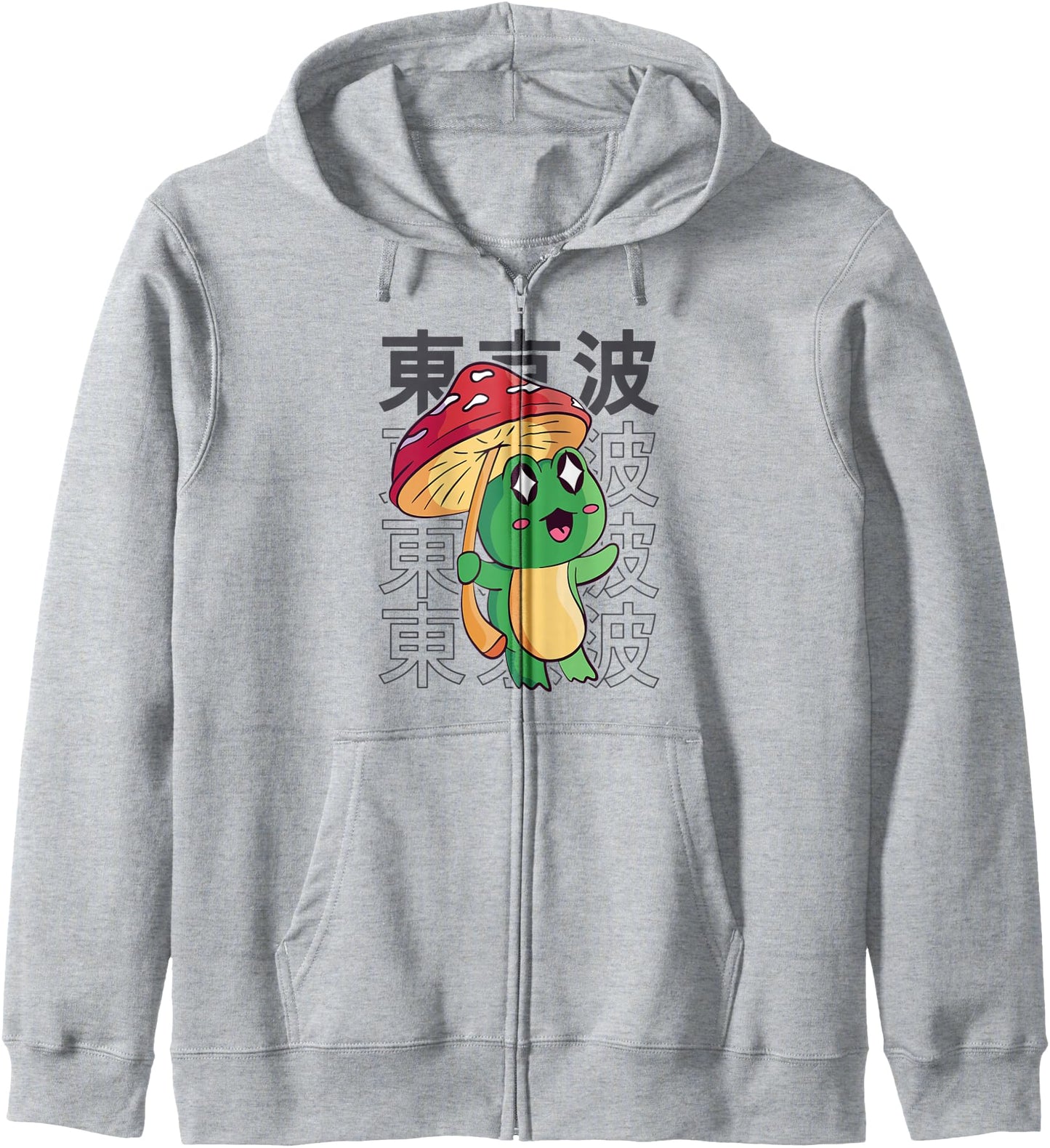 Kawaii Frog Holding Mushroom Japanese Aesthetic Teen Anime Hoodie