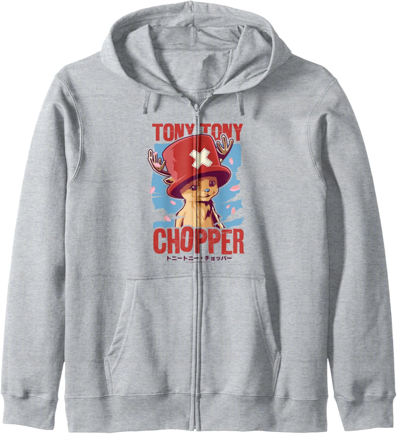 One Piece Tony Tony Chopper Distressed Kanji Poster Zip Hoodie