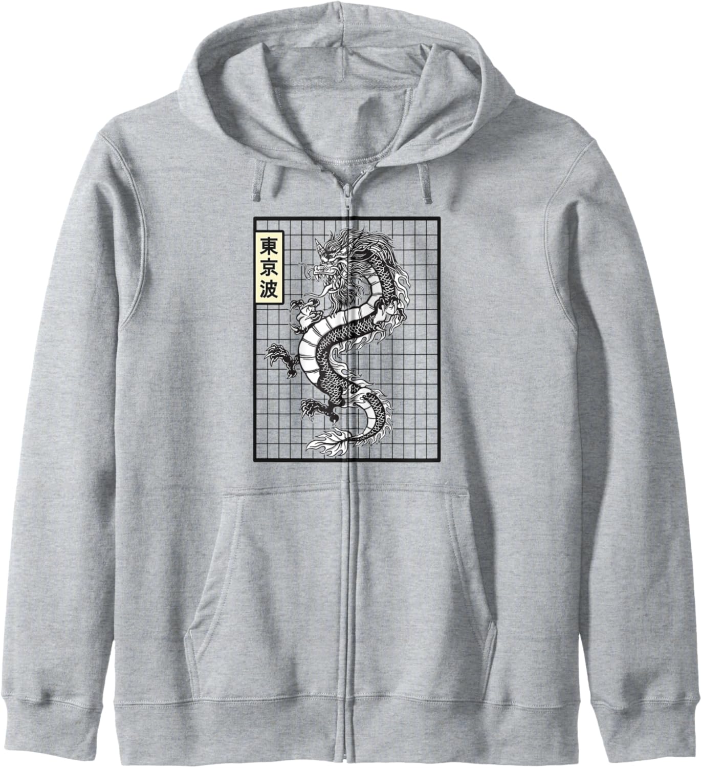 Japanese Dragon Grid Window Japan Tattoo Art Aesthetic Anime Hoodie