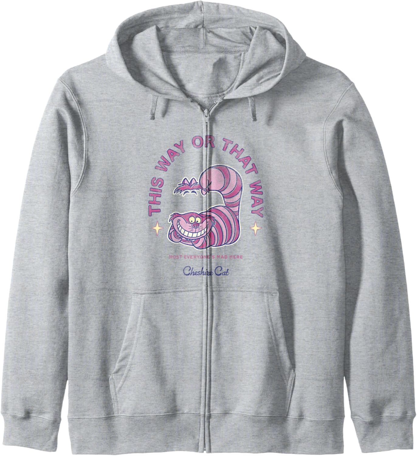 Disney Alice In Wonderland Cheshire Cat's Way Big Chest Logo Zip Hoodie