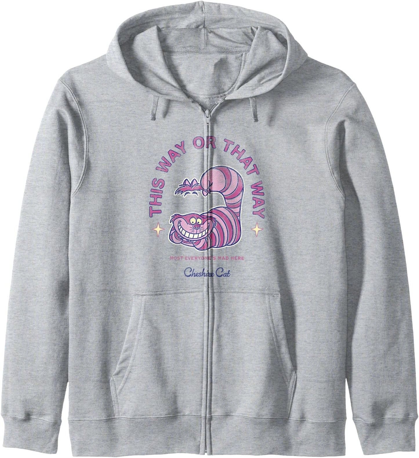 Disney Alice In Wonderland Cheshire Cat's Way Big Chest Logo Zip Hoodie