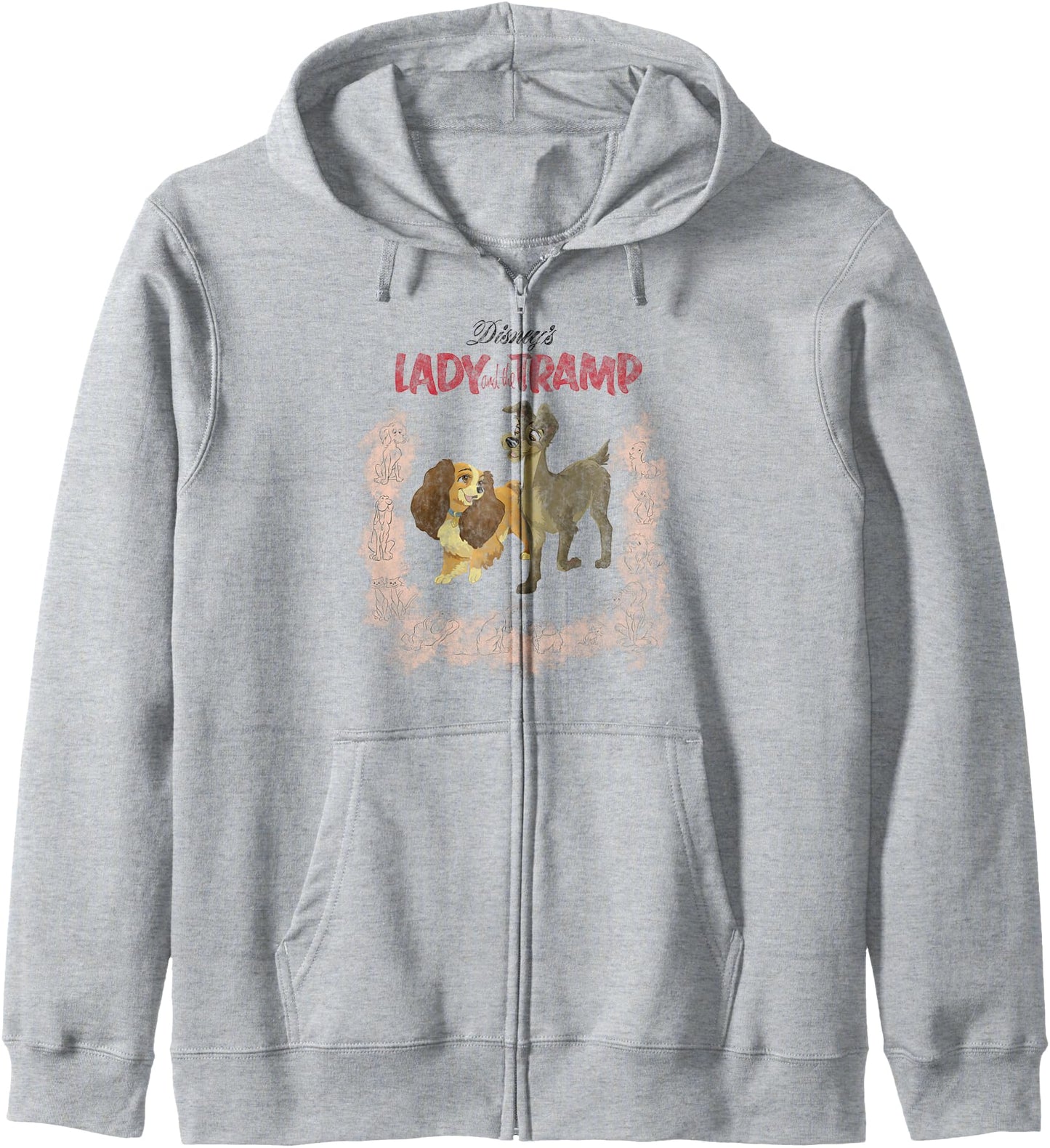 Disney Lady And The Tramp Vintage Portrait Logo Zip Hoodie