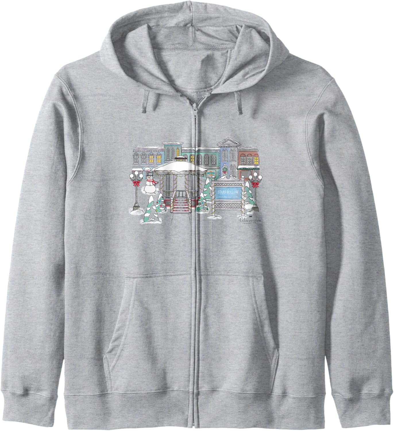 Gilmore Girls Iconic Stars Hollow Watercolor Winter Big Logo Zip Hoodie