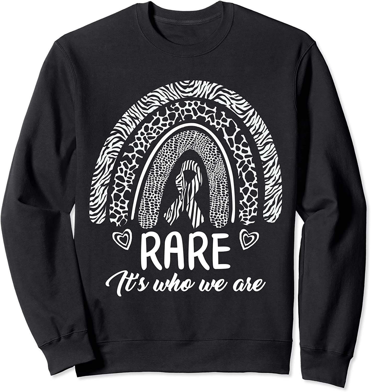Rare Disease Awareness Warrior Zebra Ribbon Rainbow Family Sweatshirt
