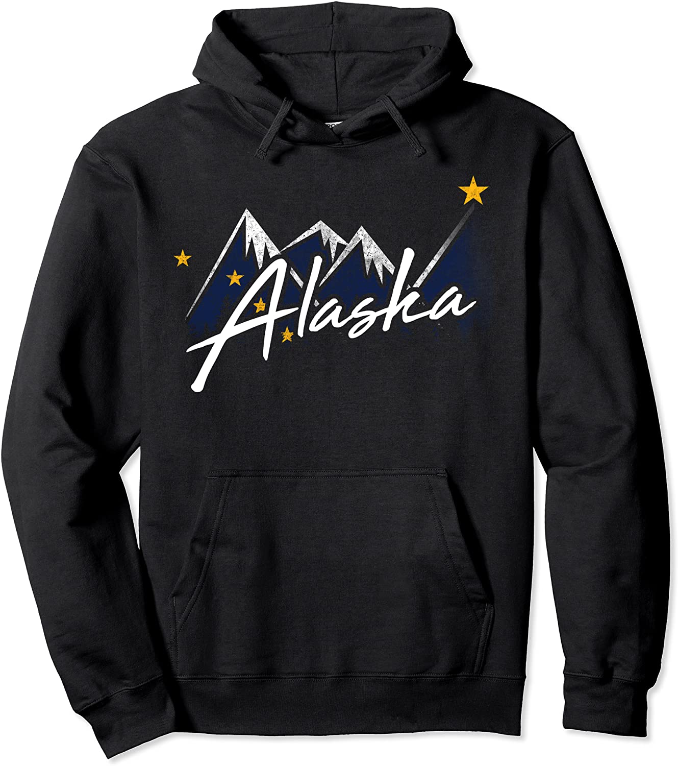 Alaska Flag Mountains Distressed State Souvenir Gift Pullover Hoodie