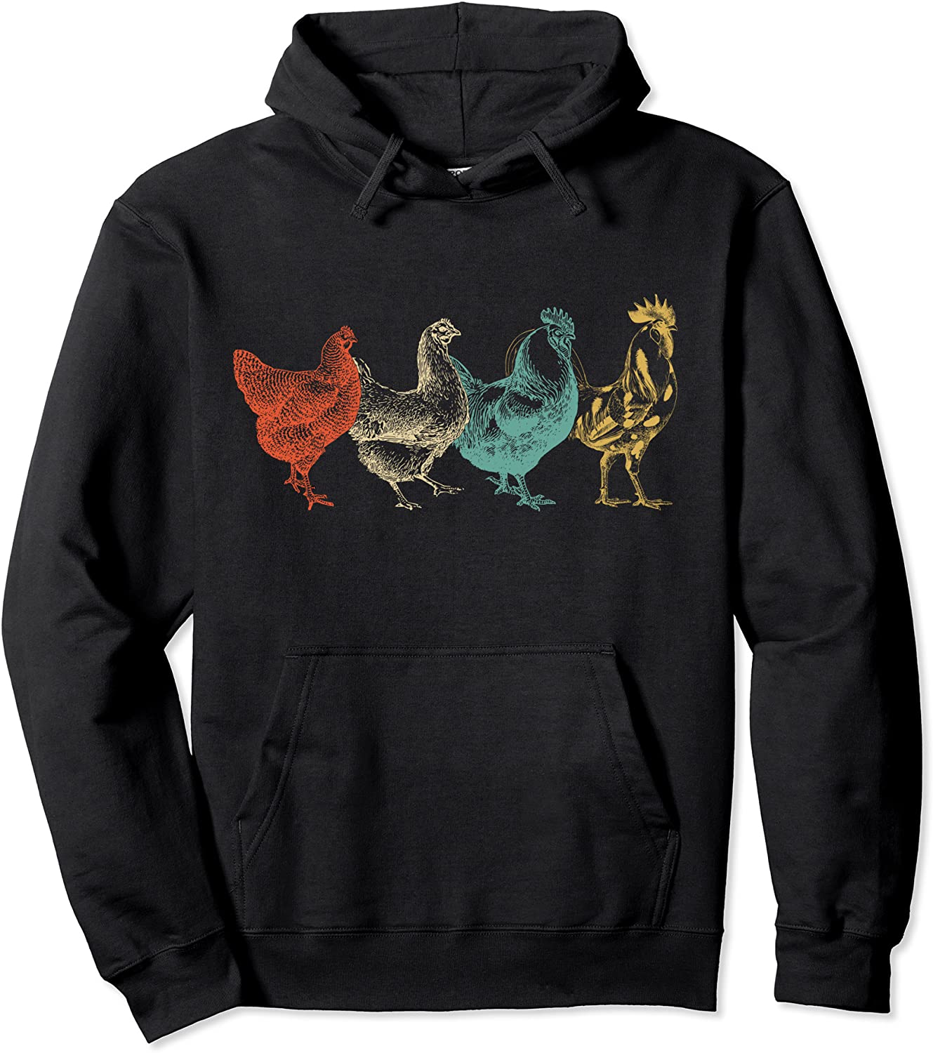 Chicken Retro Vintage Poultry Farmer Women Men Farm Lover Pullover Hoodie