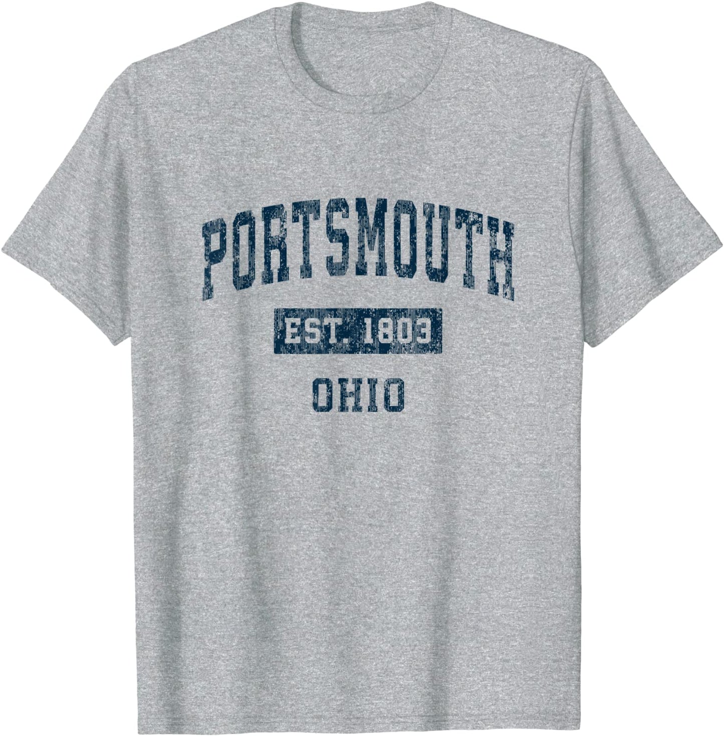 Portsmouth Ohio OH Vintage Sports Design Navy Print T-Shirt