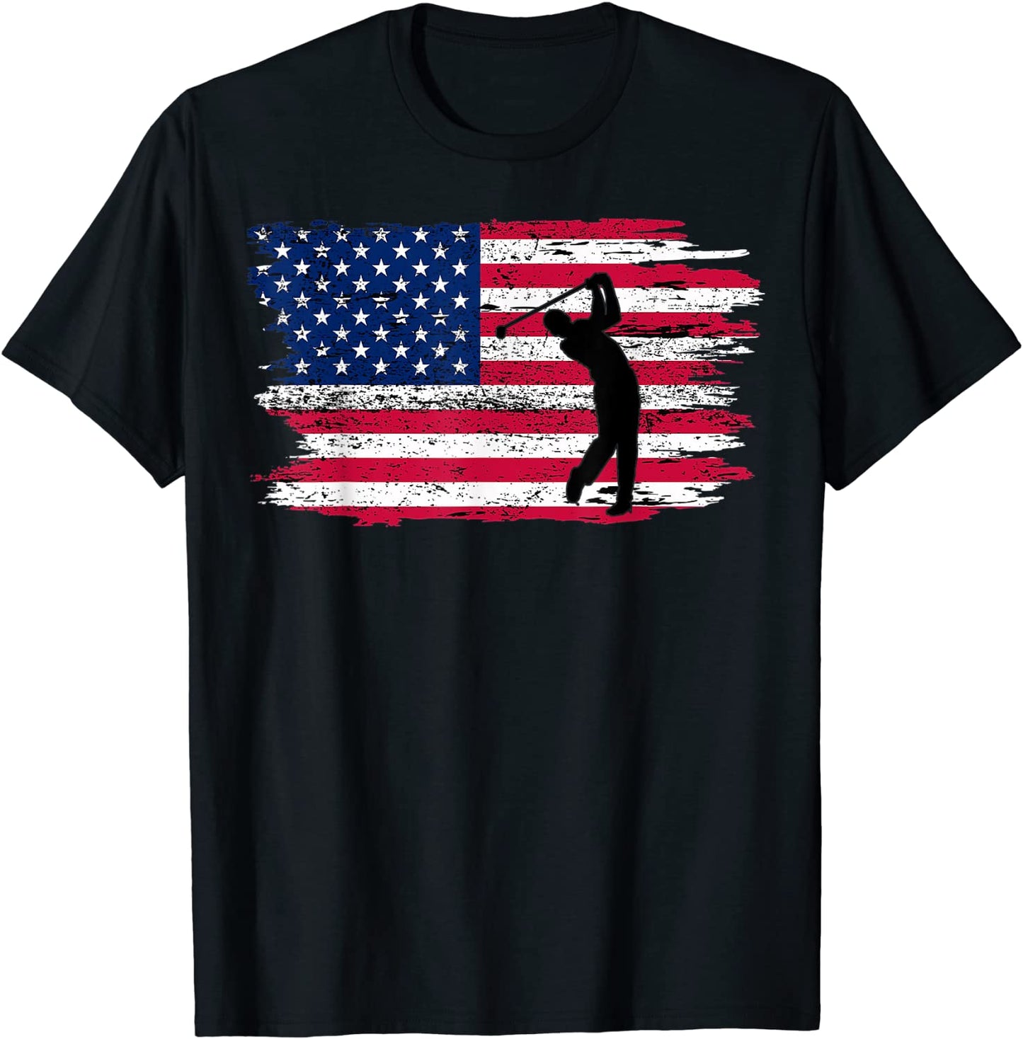 American Flag Golf Shirt 4th July Patriotic Golfer T-Shirt