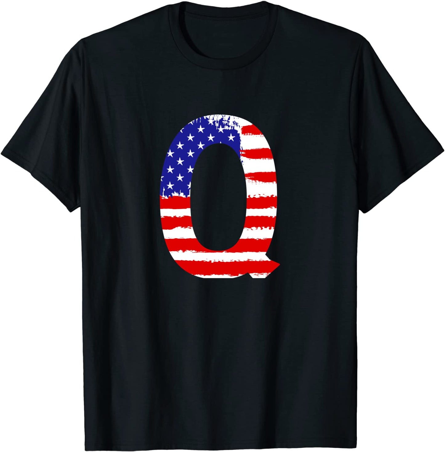 Red White Blue Letter Q T-Shirt Funny Initial Cute Name Gift