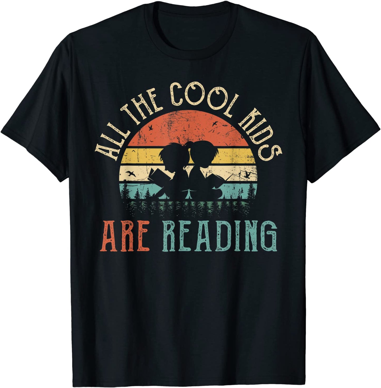 All the Cool Kids are Reading Book Vintage Reto Sunset T-Shirt