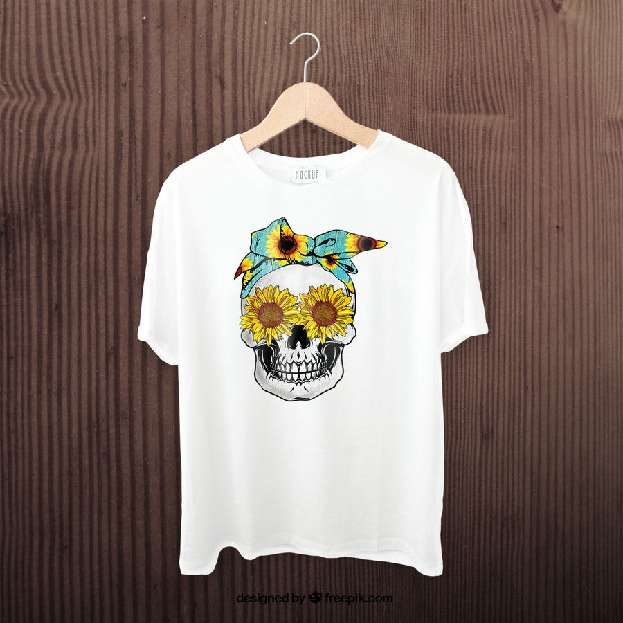 Sunflower Skull Floral Sugarskull Bandana Tank Top