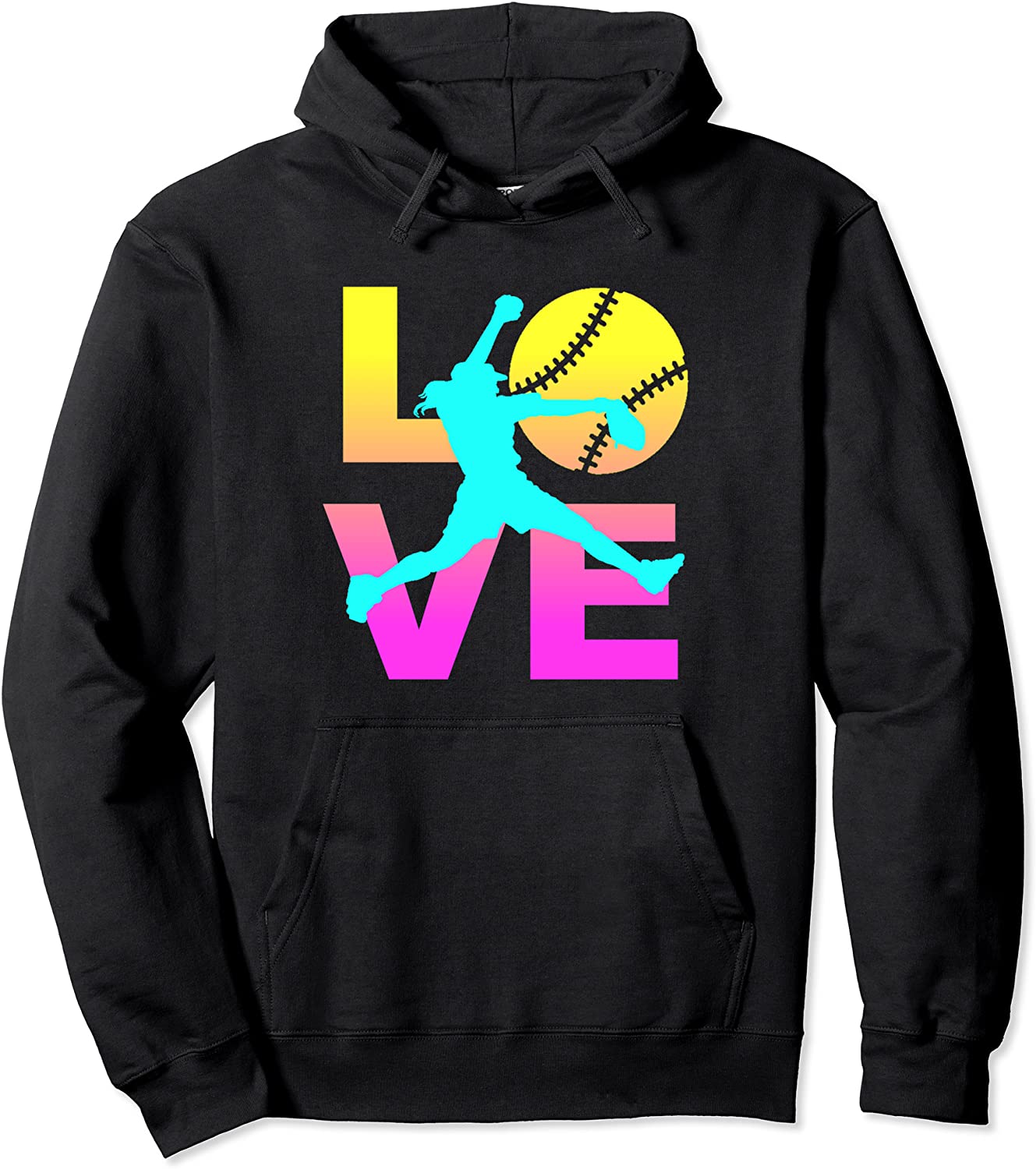 LOVE Softball Teen Girls Women Pullover Hoodie