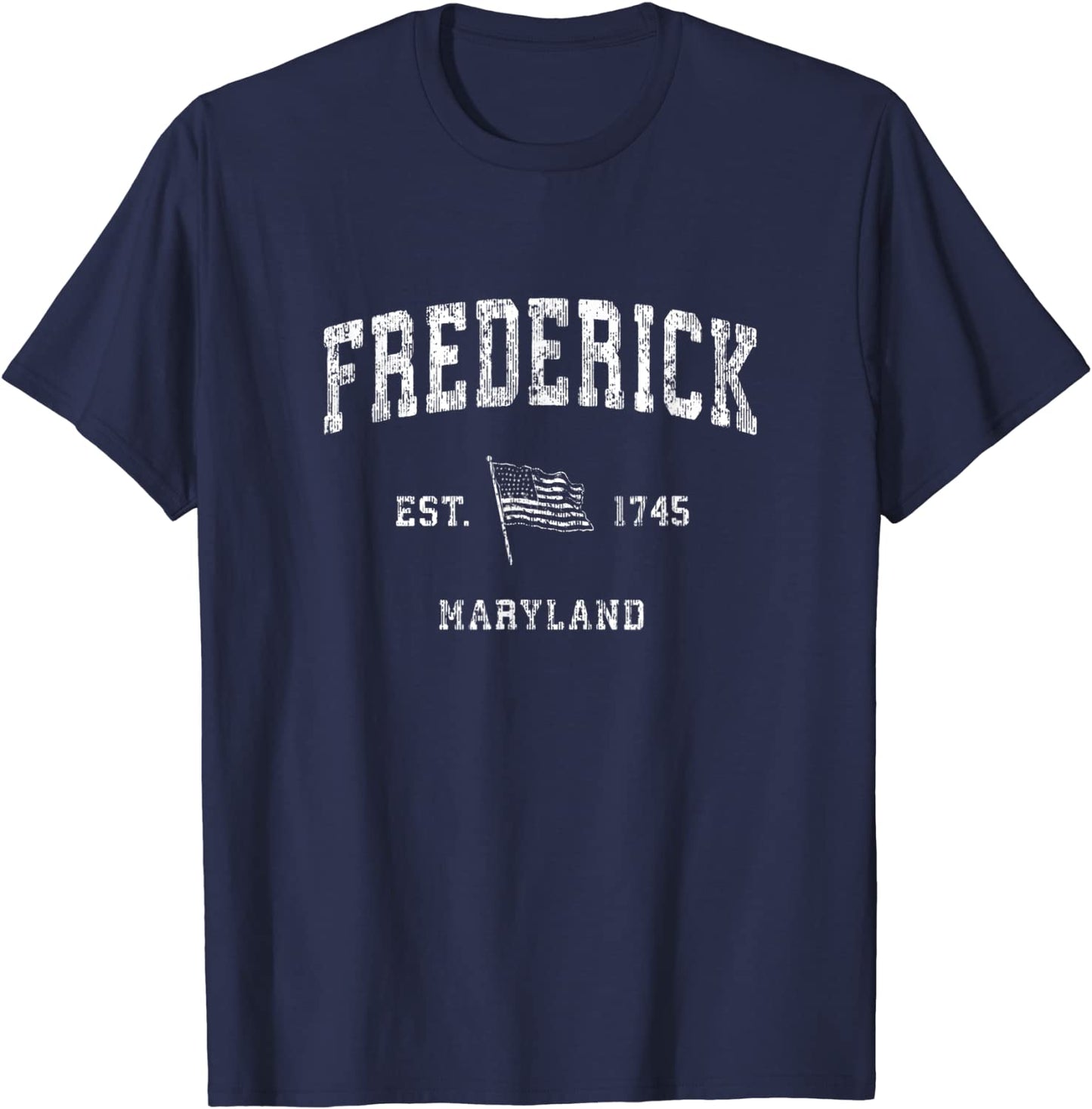 Frederick Maryland MD T-Shirt Vintage US Flag Sports Tee