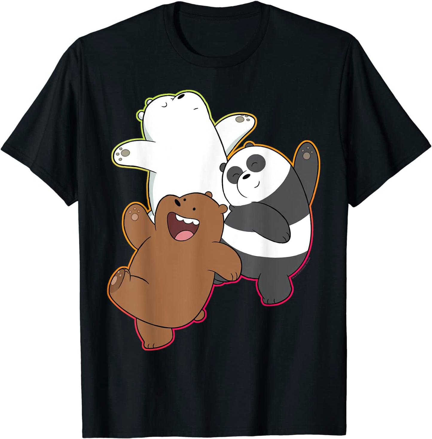 CN We Bare Bears Dancing Gradient Outline T-Shirt