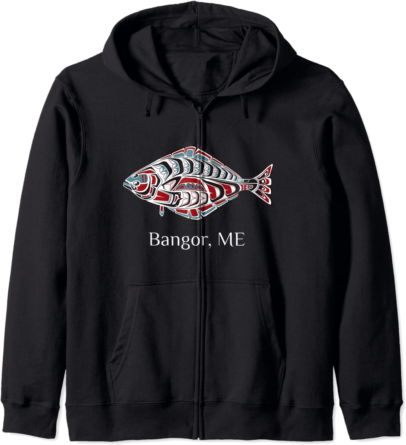 Bangor Maine Coast Halibut Fisherman Native American Indian Hoodie